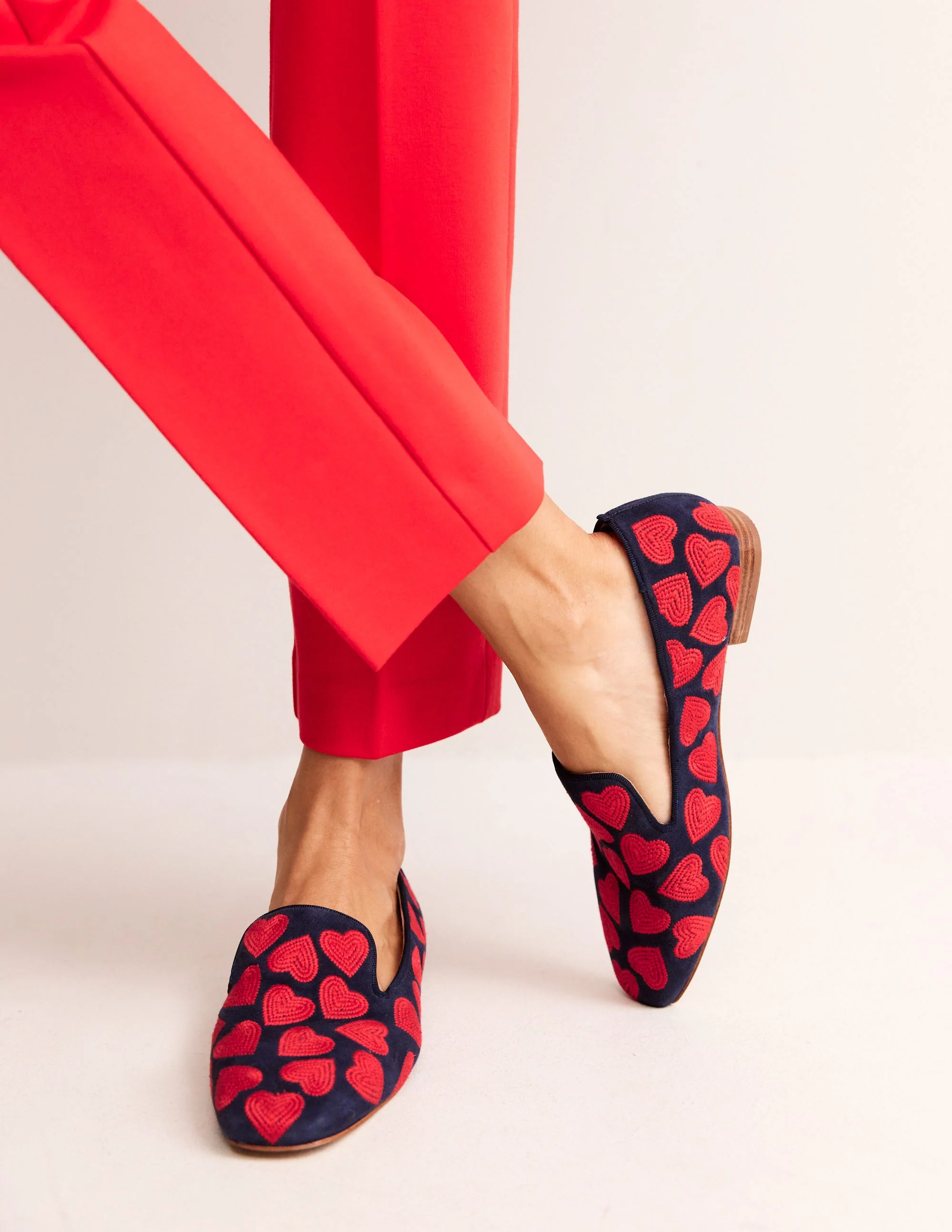 Slipper Cut Loafers-Navy, Red Heart - Image 2