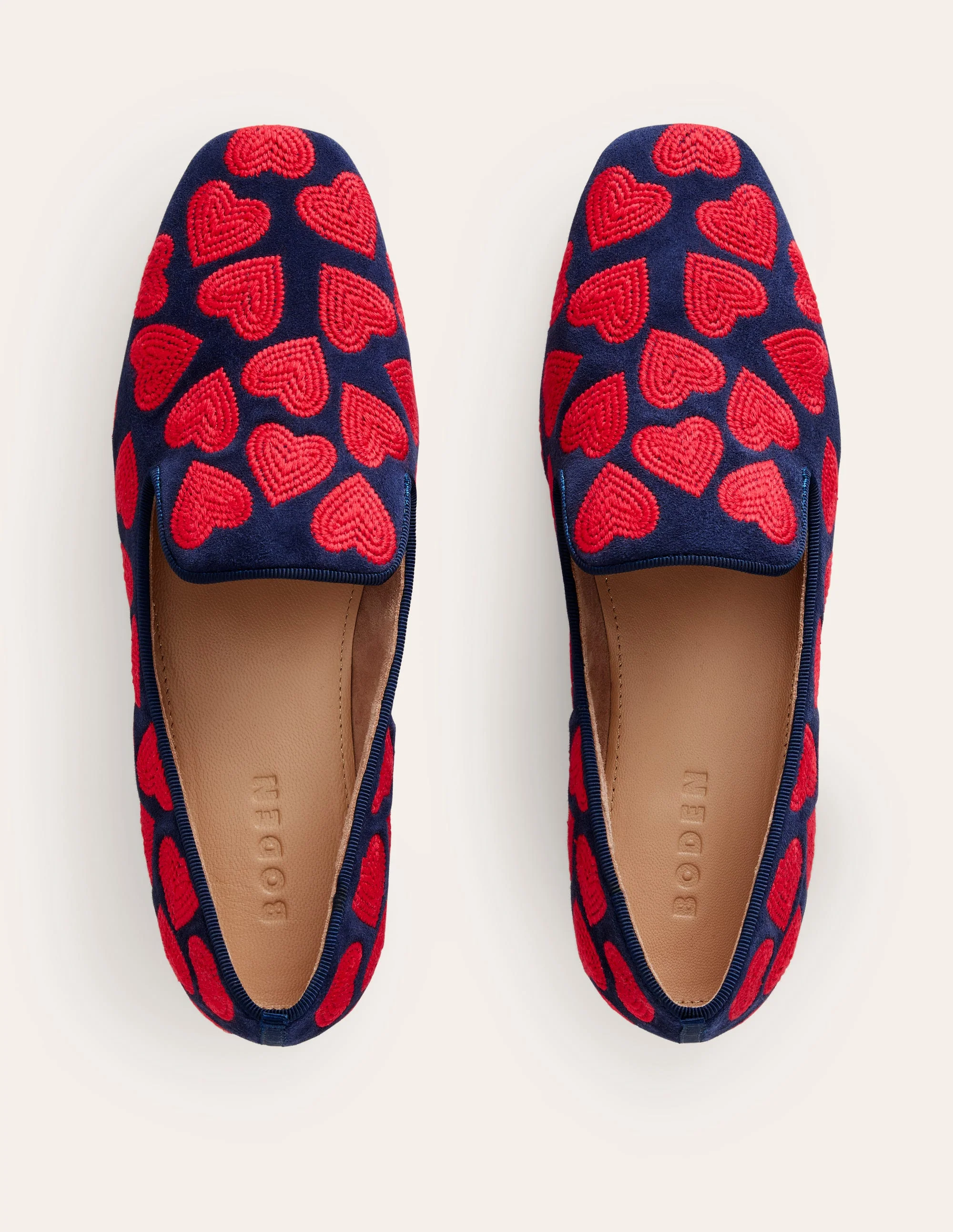 Slipper Cut Loafers-Navy, Red Heart - Image 6