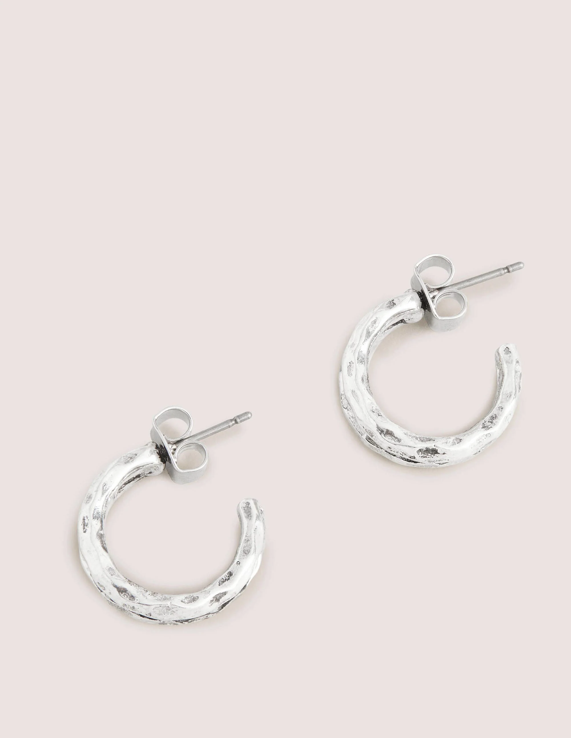 Small Double Hoop Earrings-Silver - Image 2