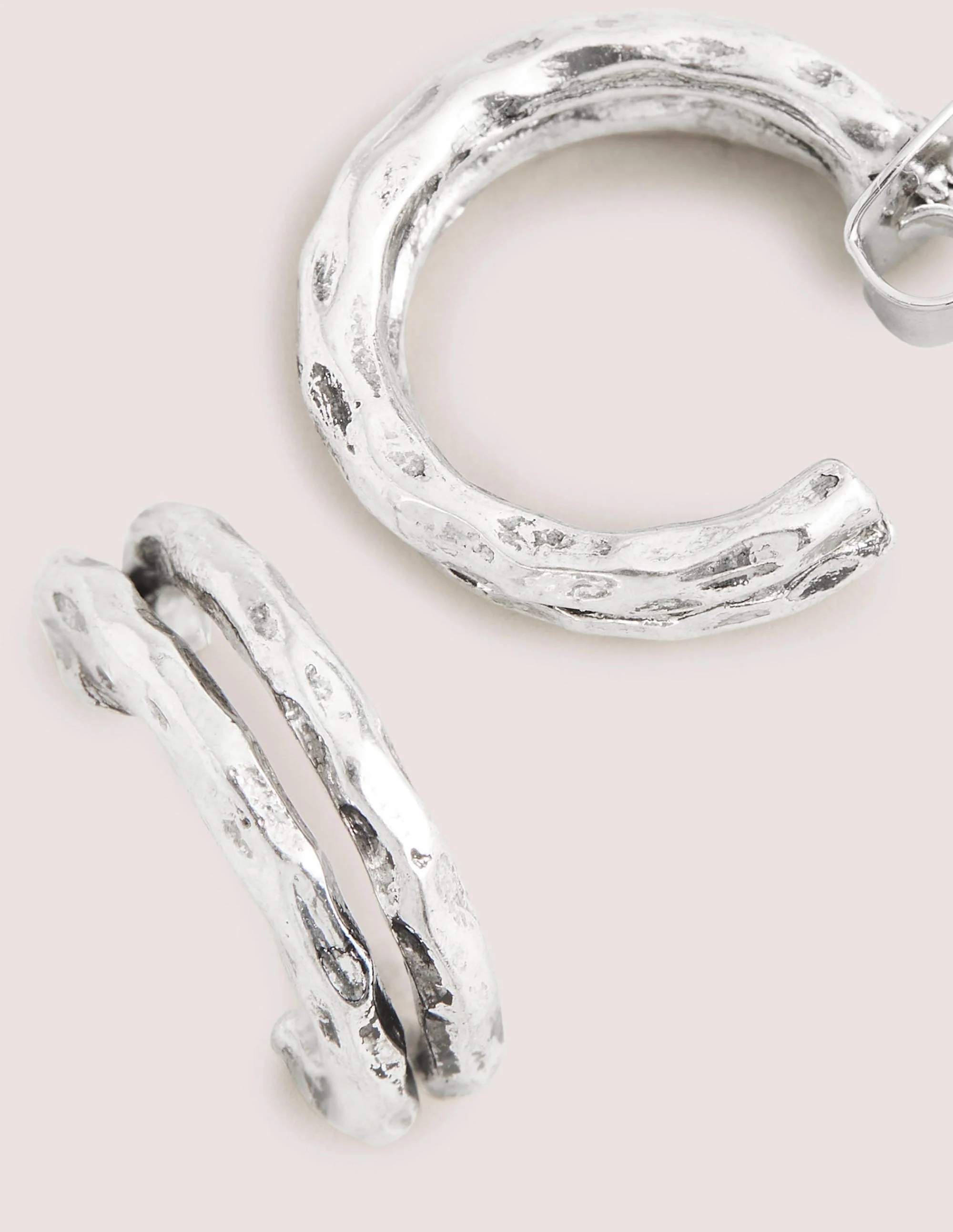 Small Double Hoop Earrings-Silver - Image 3