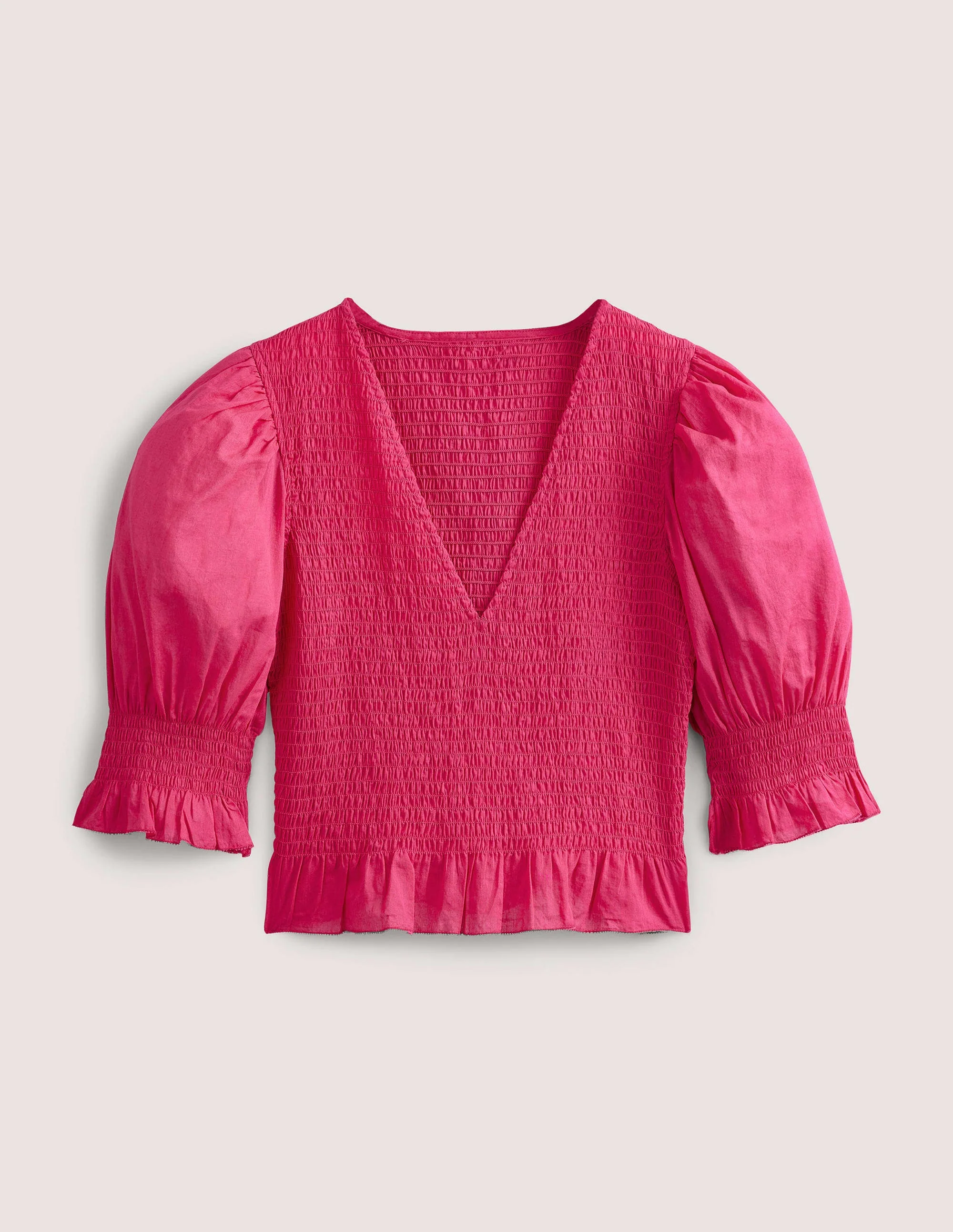 Smocked Bodice Crop Top-Virtual Pink - Image 6