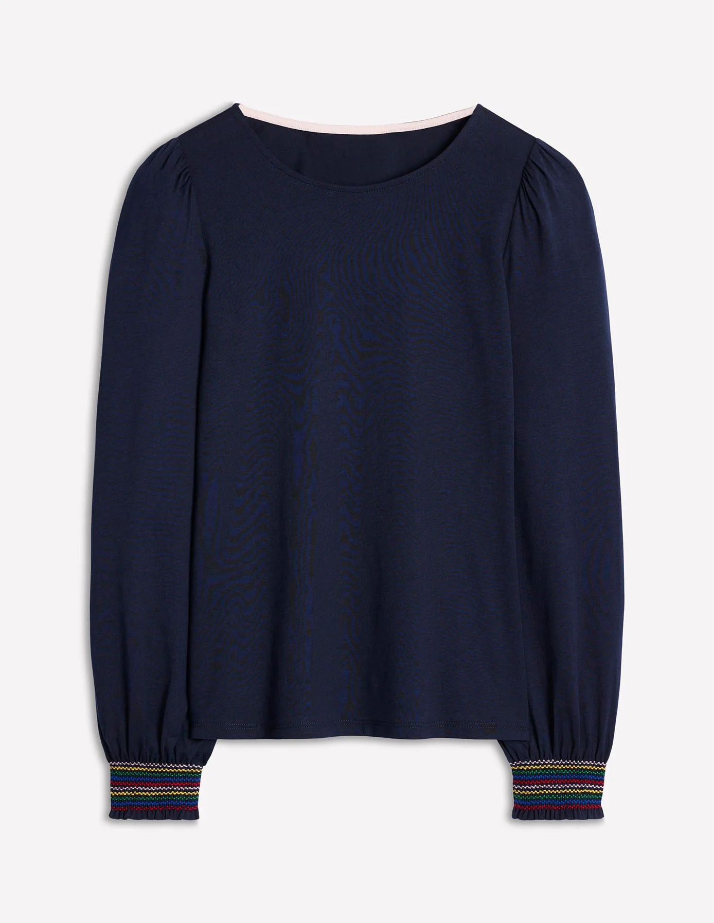 Smocked Cuff Supersoft Top-Navy - Image 5