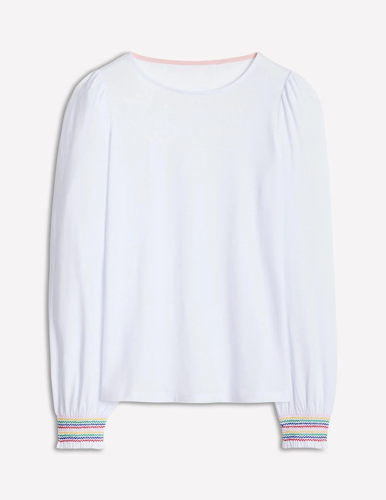 Smocked Cuff Supersoft Top-White - Image 5