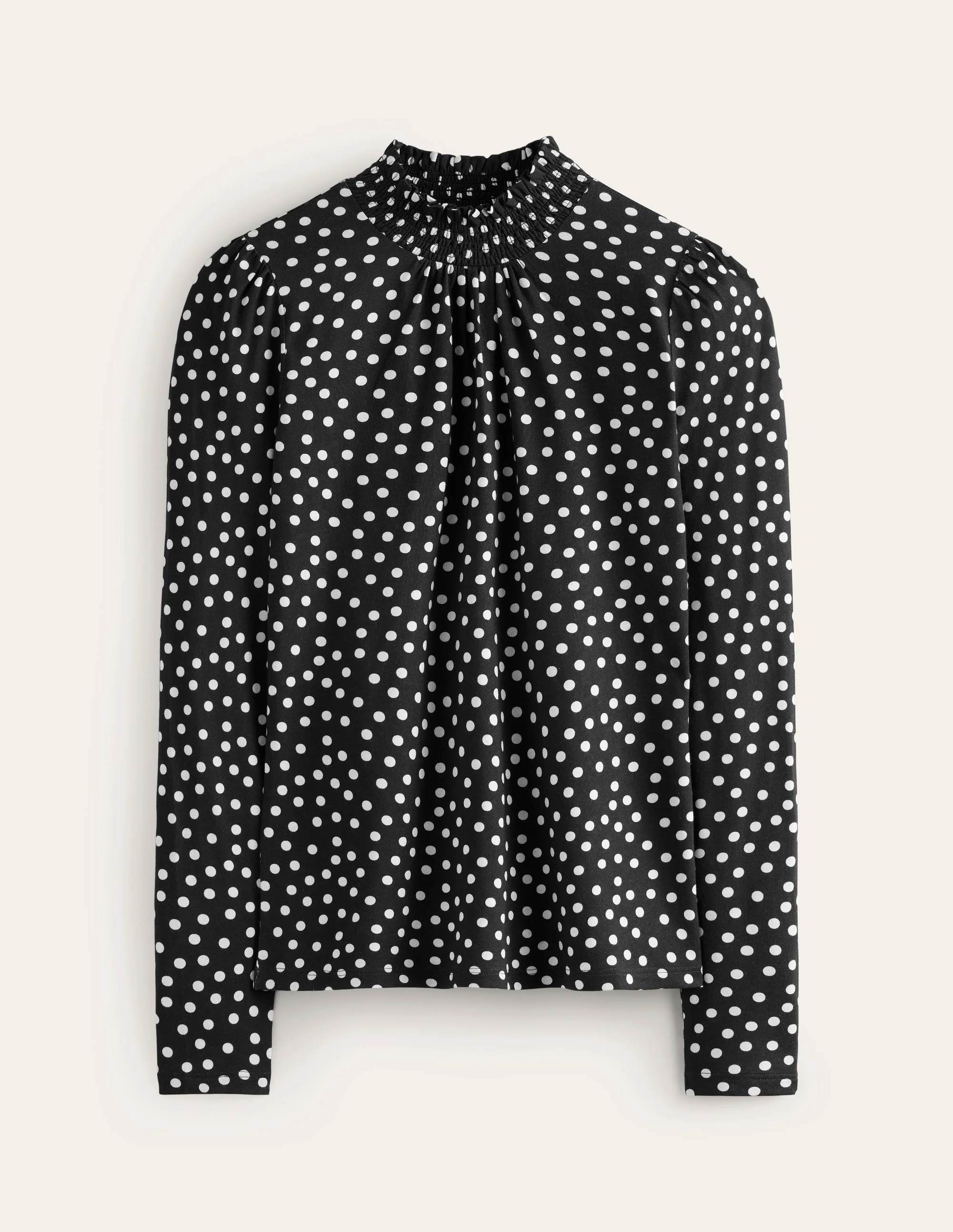Smocked Neck Printed Top-Black, Milkshake Spot - Image 5