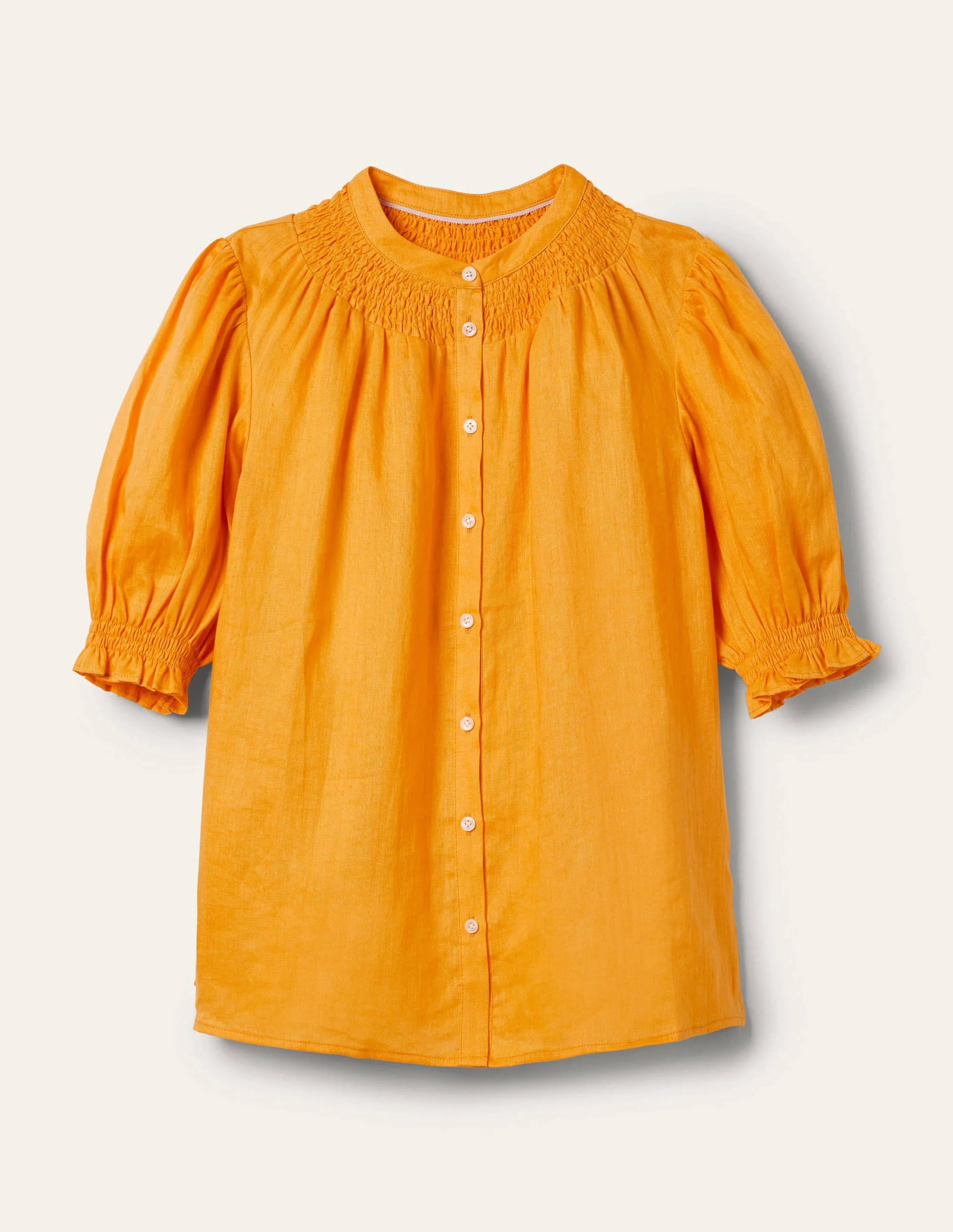 Smocked Short Sleeve Blouse-Zinnia Yellow - Image 6