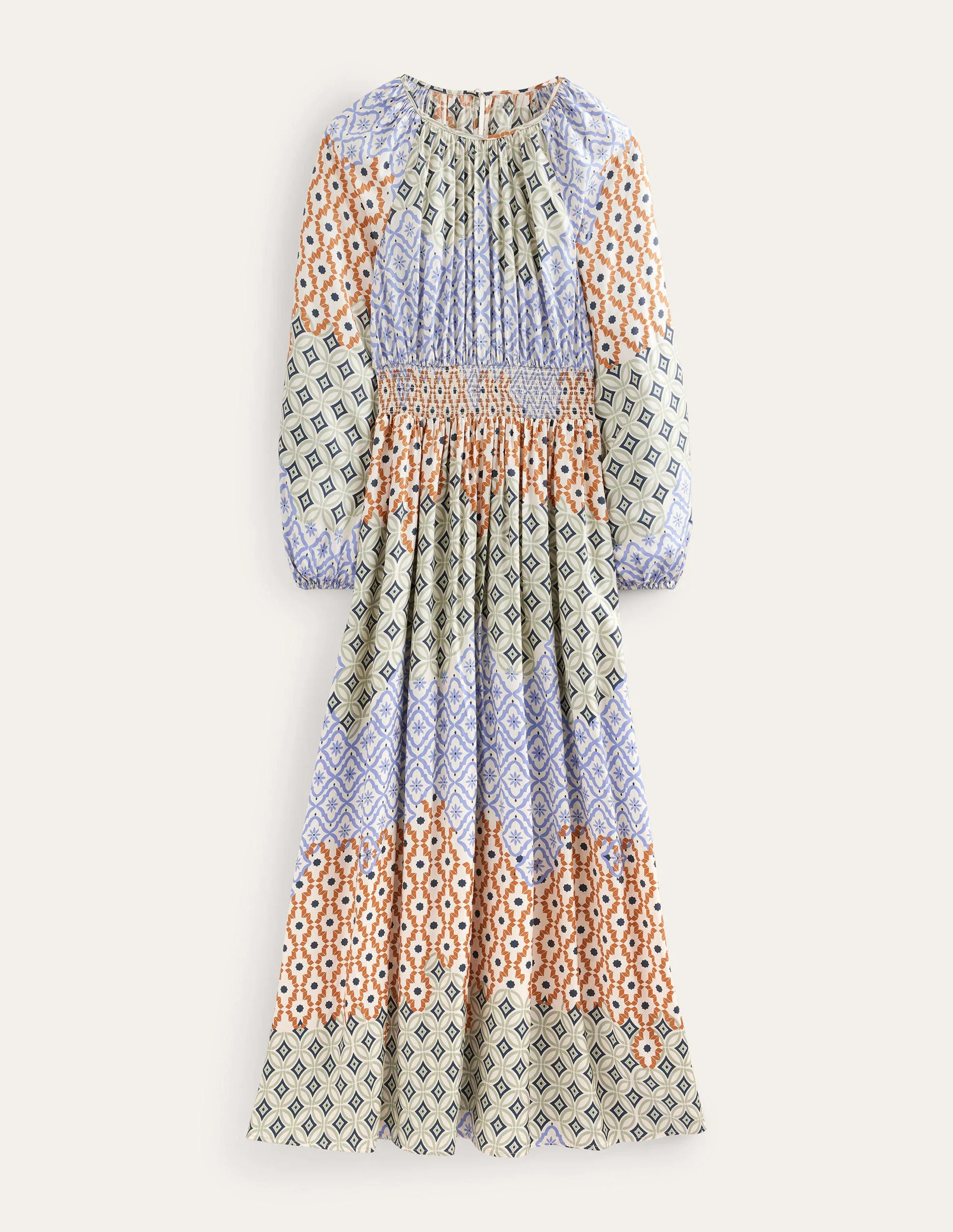 Smocked Waist Maxi Raglan-Multi, Geo Trance - Image 7