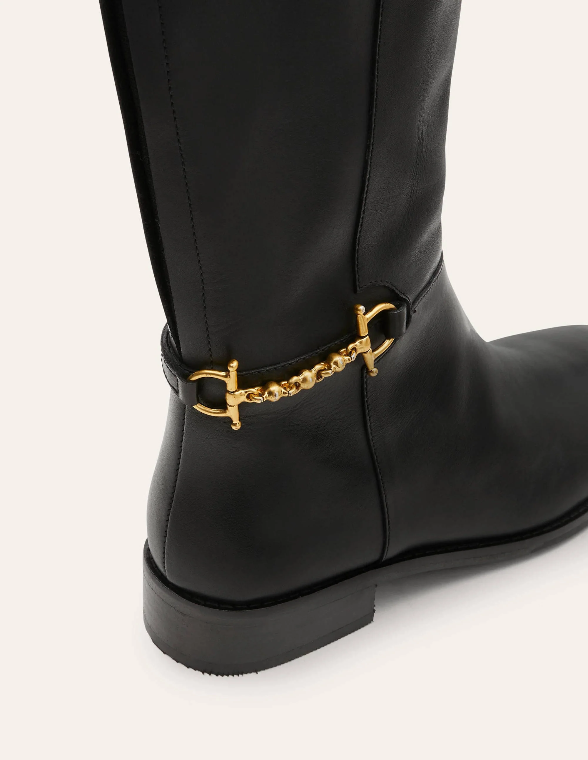 Snaffle Detail Riding Boots-Black - Image 4