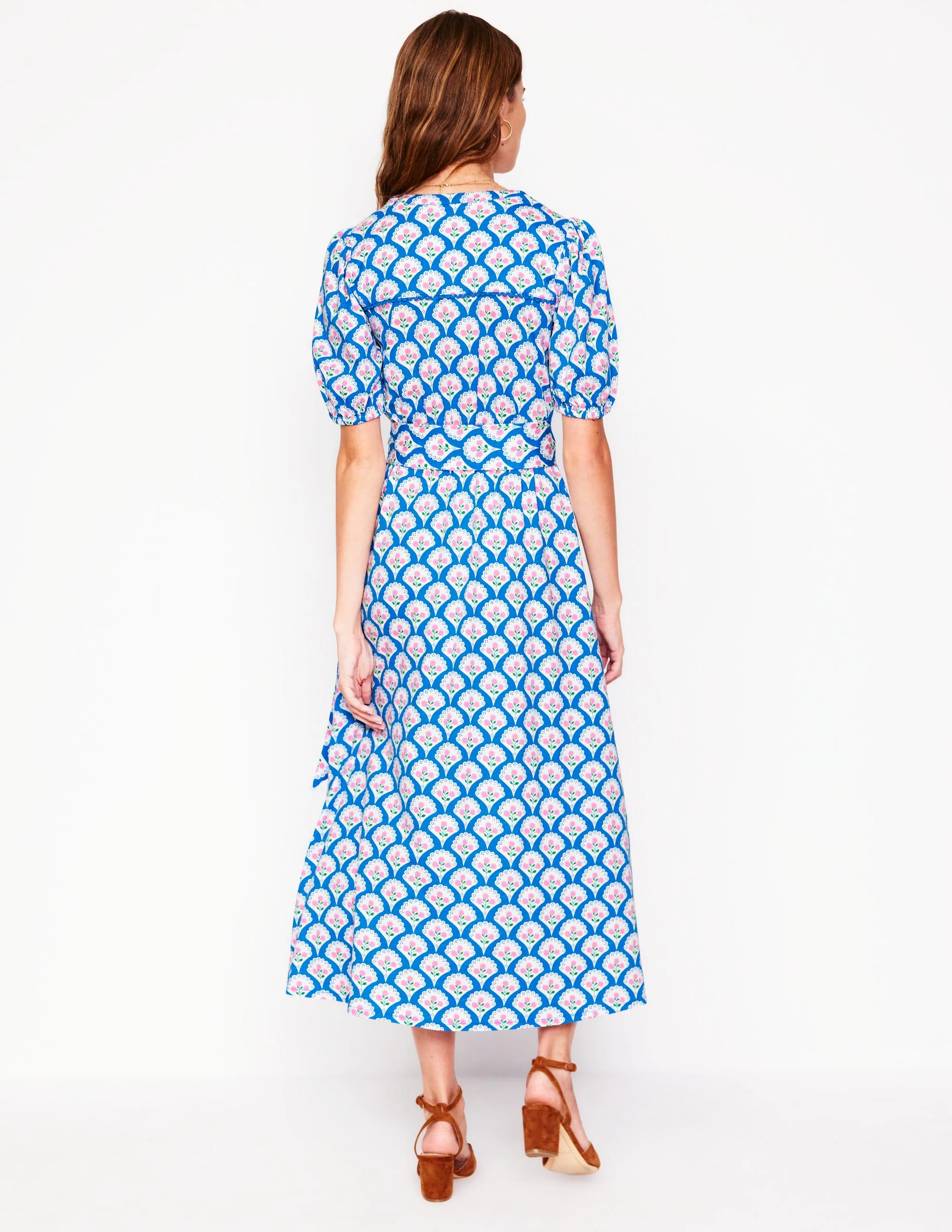 Sofia Trim Jersey Midi Dress-Bright Blue, Blossom Terrace - Image 3