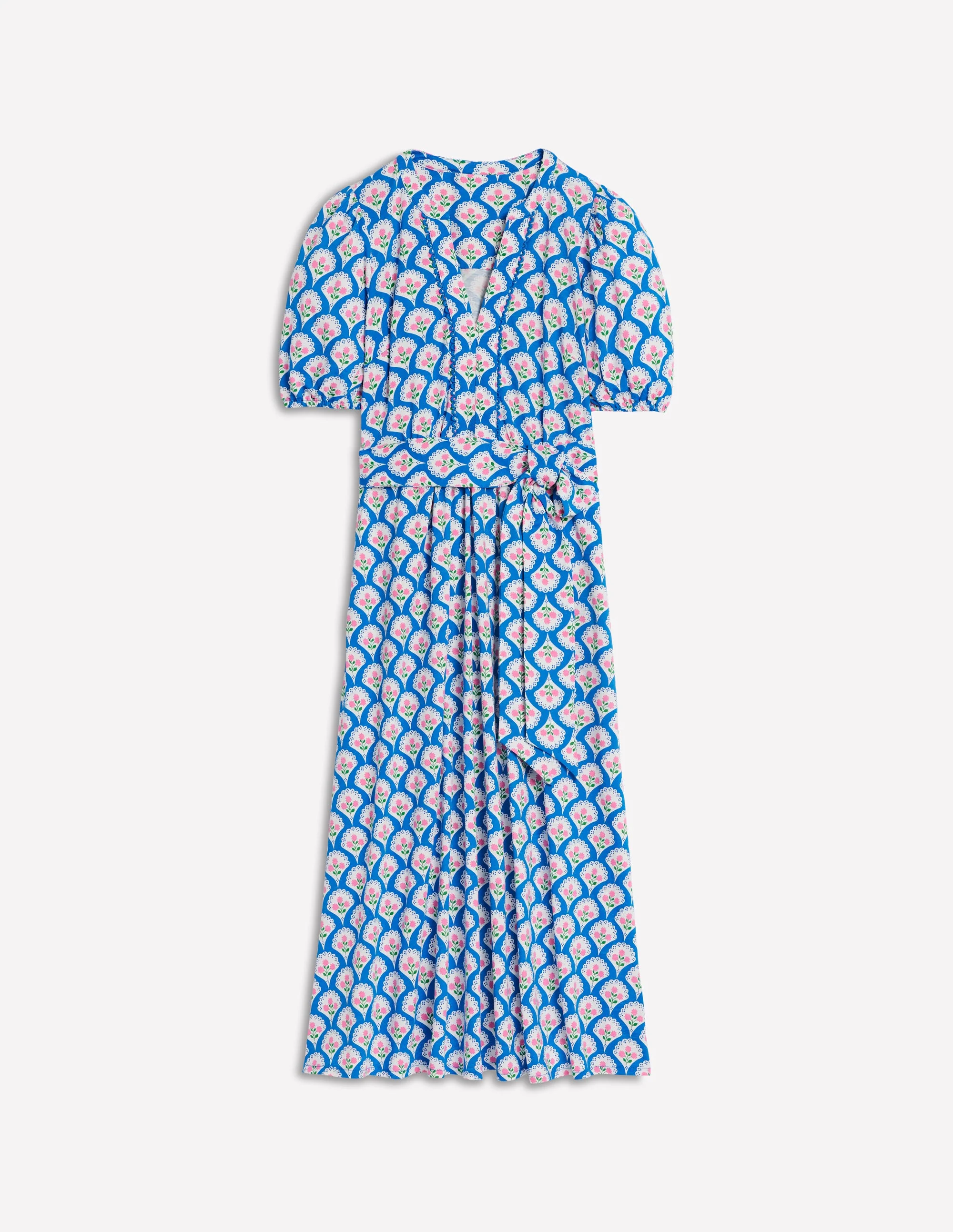 Sofia Trim Jersey Midi Dress-Bright Blue, Blossom Terrace - Image 5