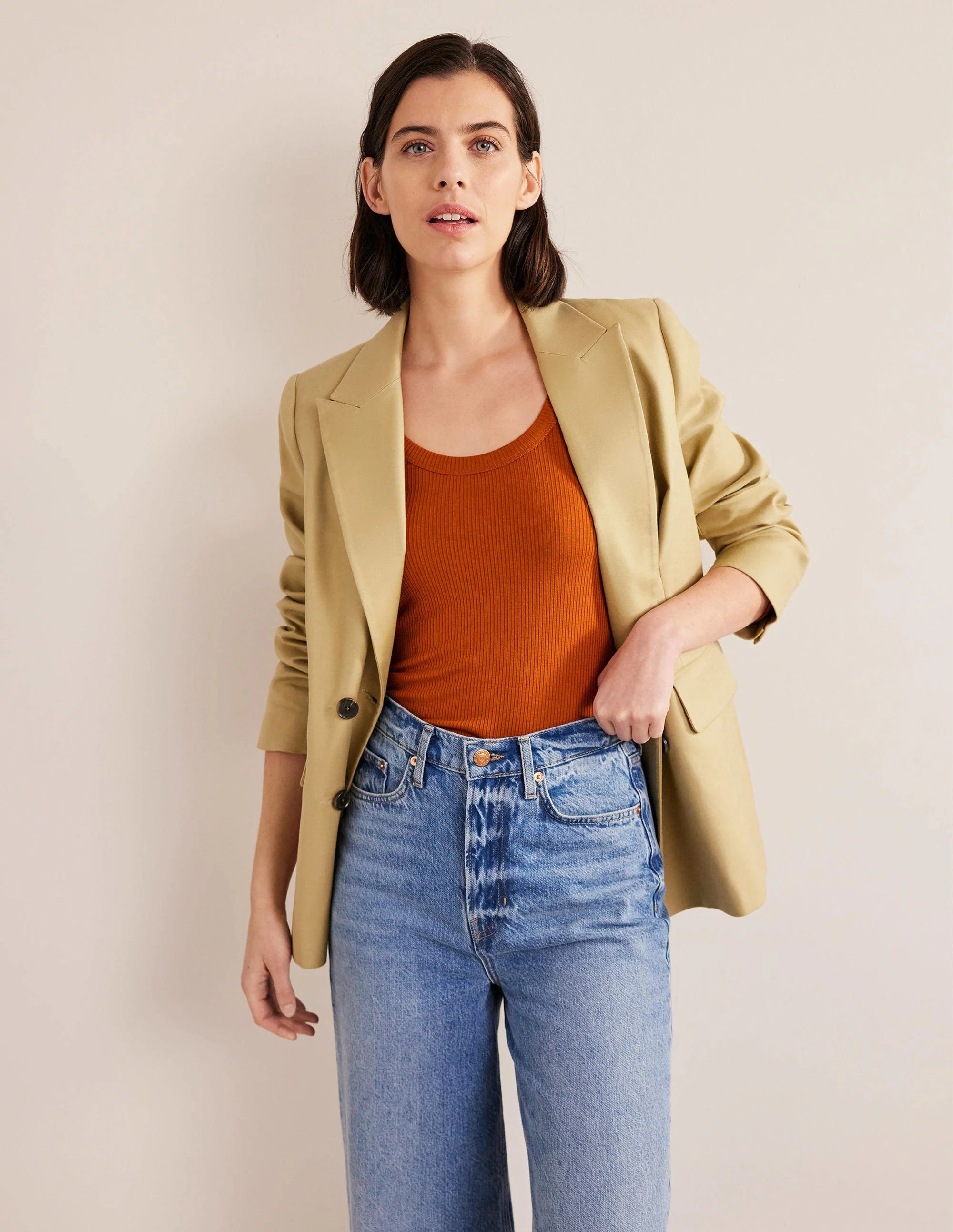 Soft Ribbed Scoop Neck Top-Pumpkin - Image 4