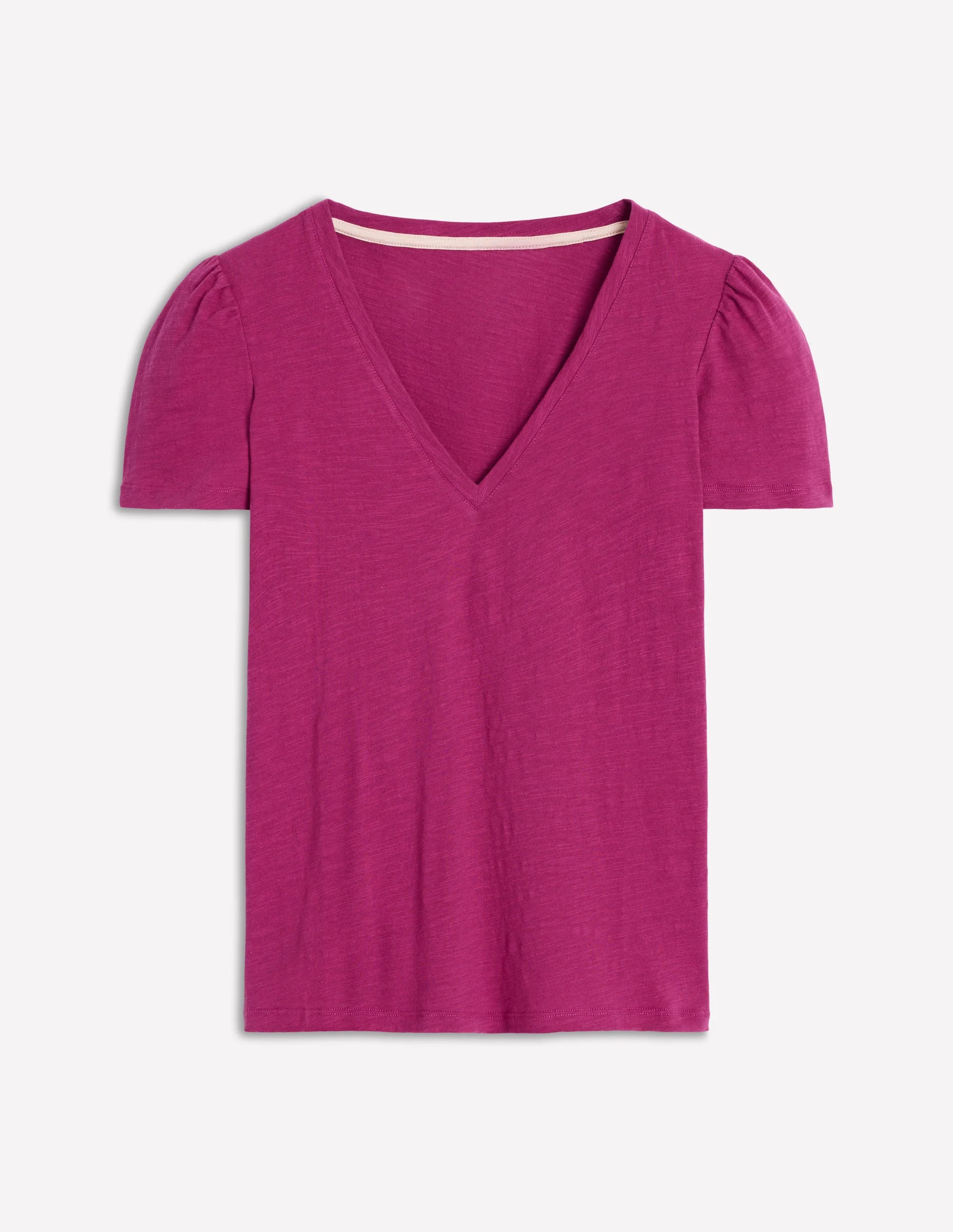 Sophie V-neck Slub T-shirt-Rich Magenta - Image 5
