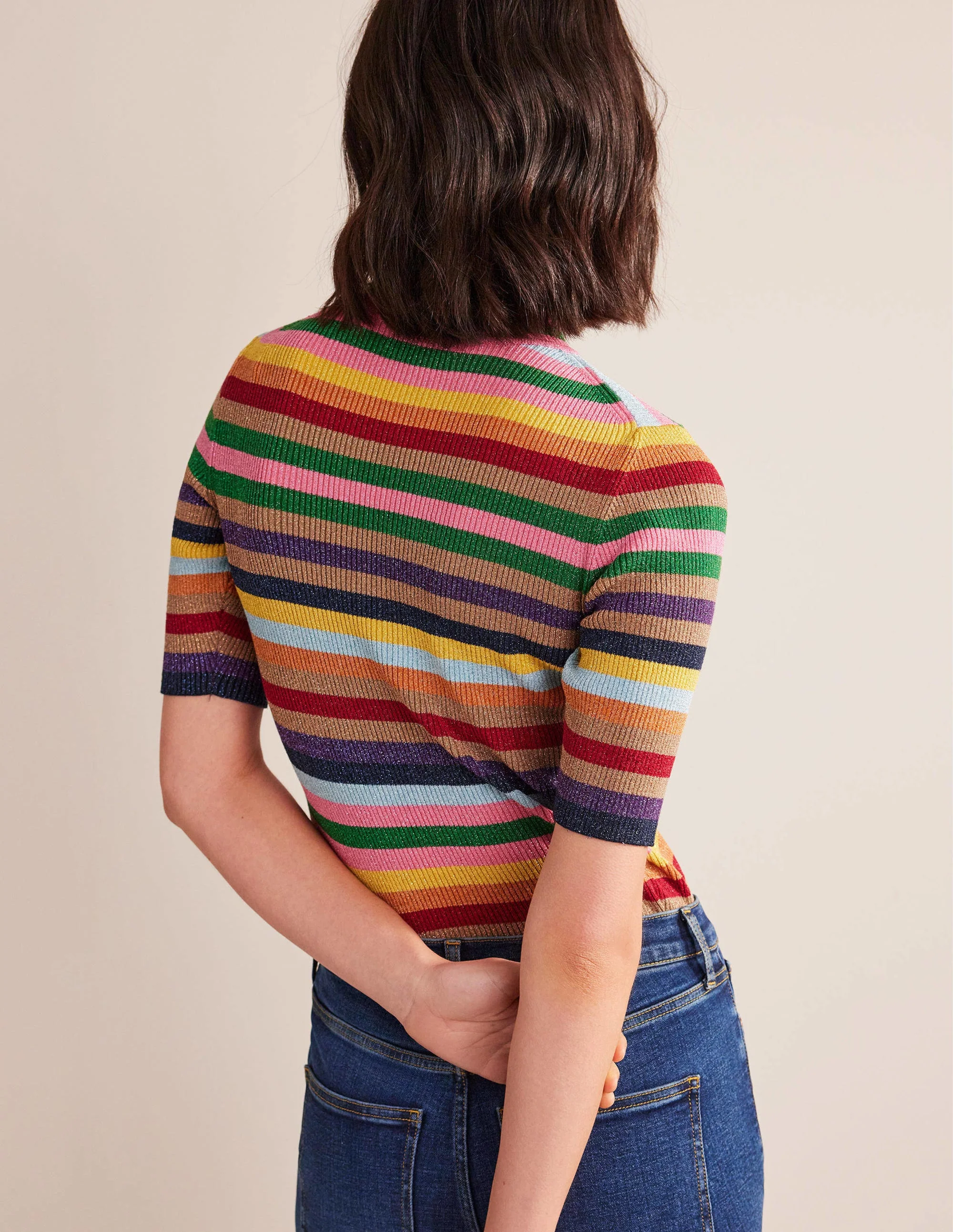 Sparkle High Neck Top-Sparkle Multi Stripe - Image 3