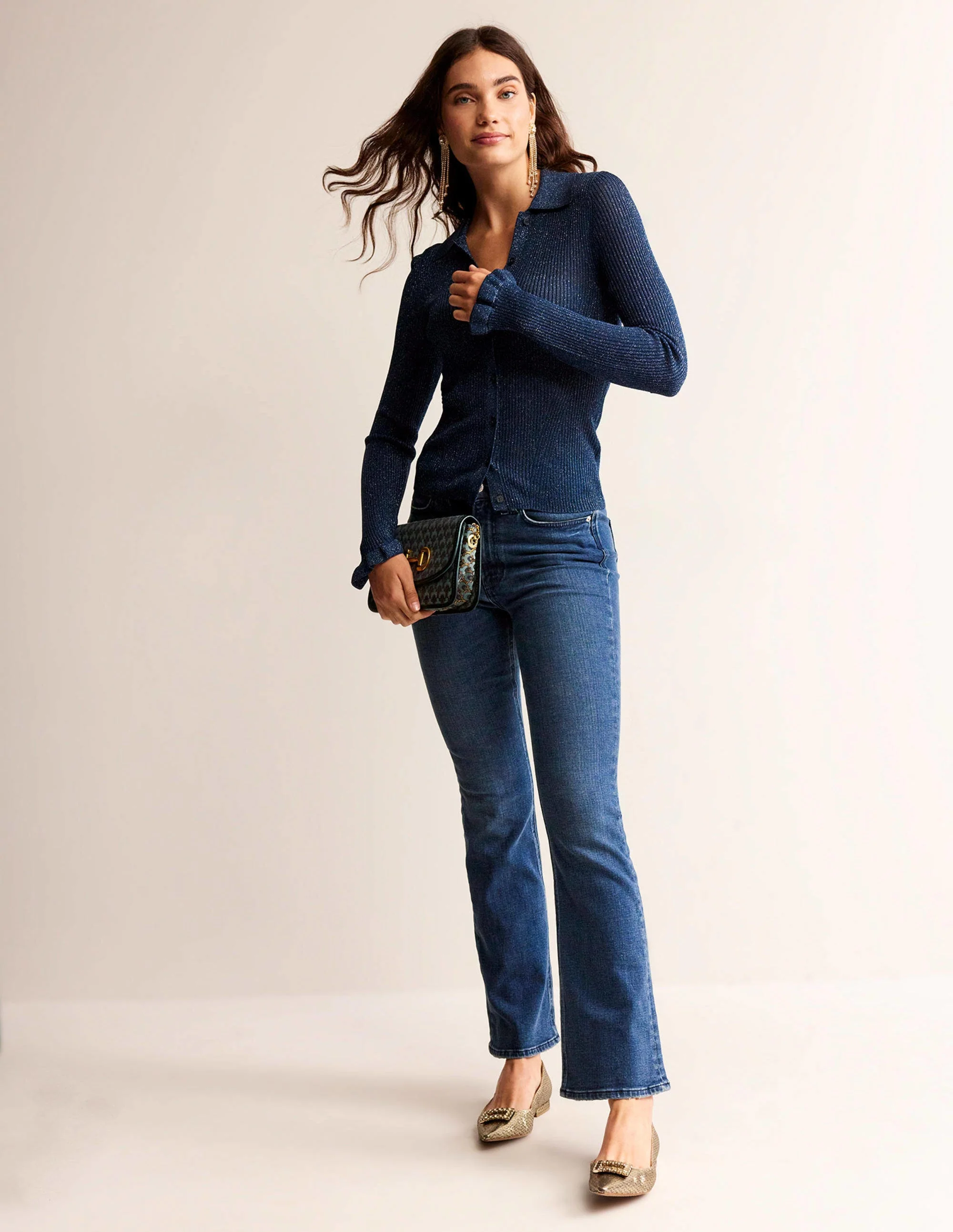 Sparkle-Rib Collared Cardigan-Atlantic Blue - Image 4