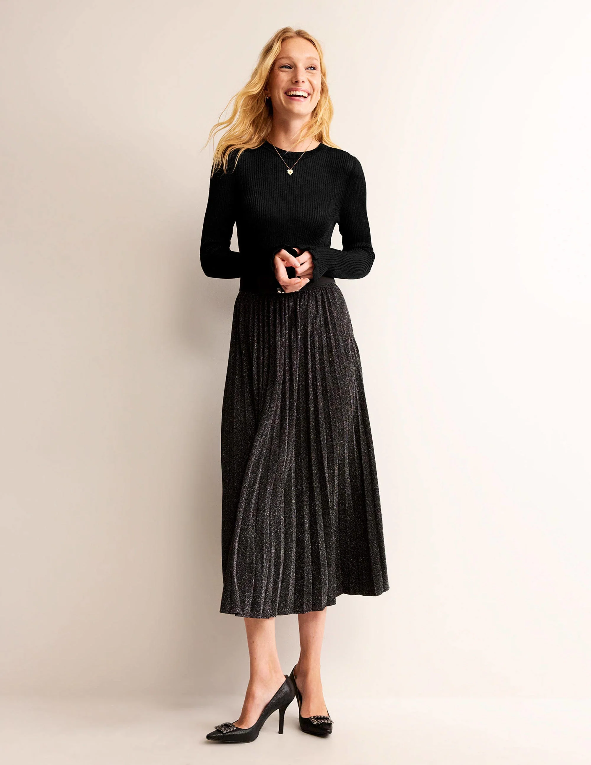 Sparkle Rib Party Sweater-Black - Image 4
