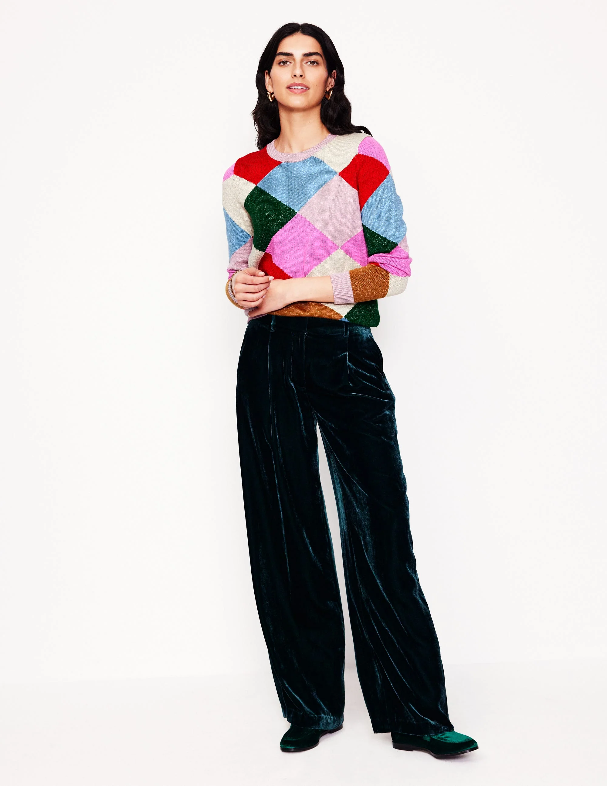 Sparkly Argyle Sweater-Multi Rainbow, Argyle - Image 4