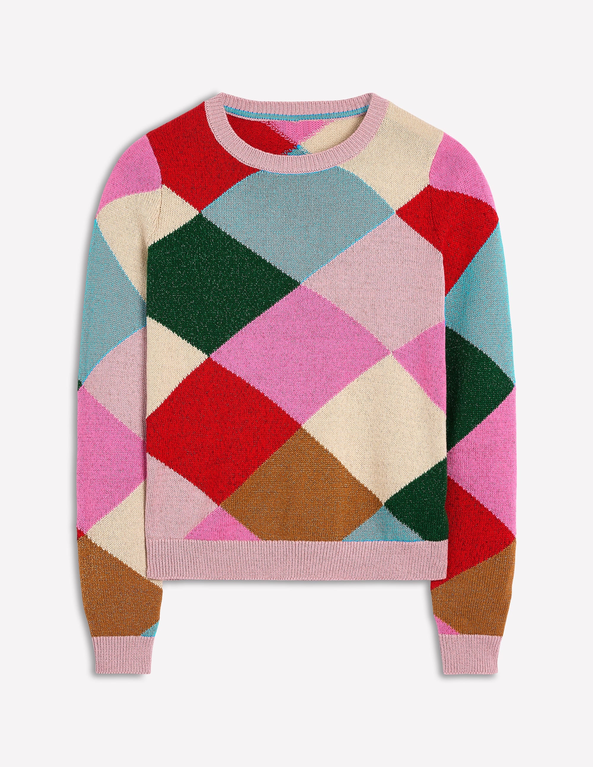 Sparkly Argyle Sweater-Multi Rainbow, Argyle - Image 8
