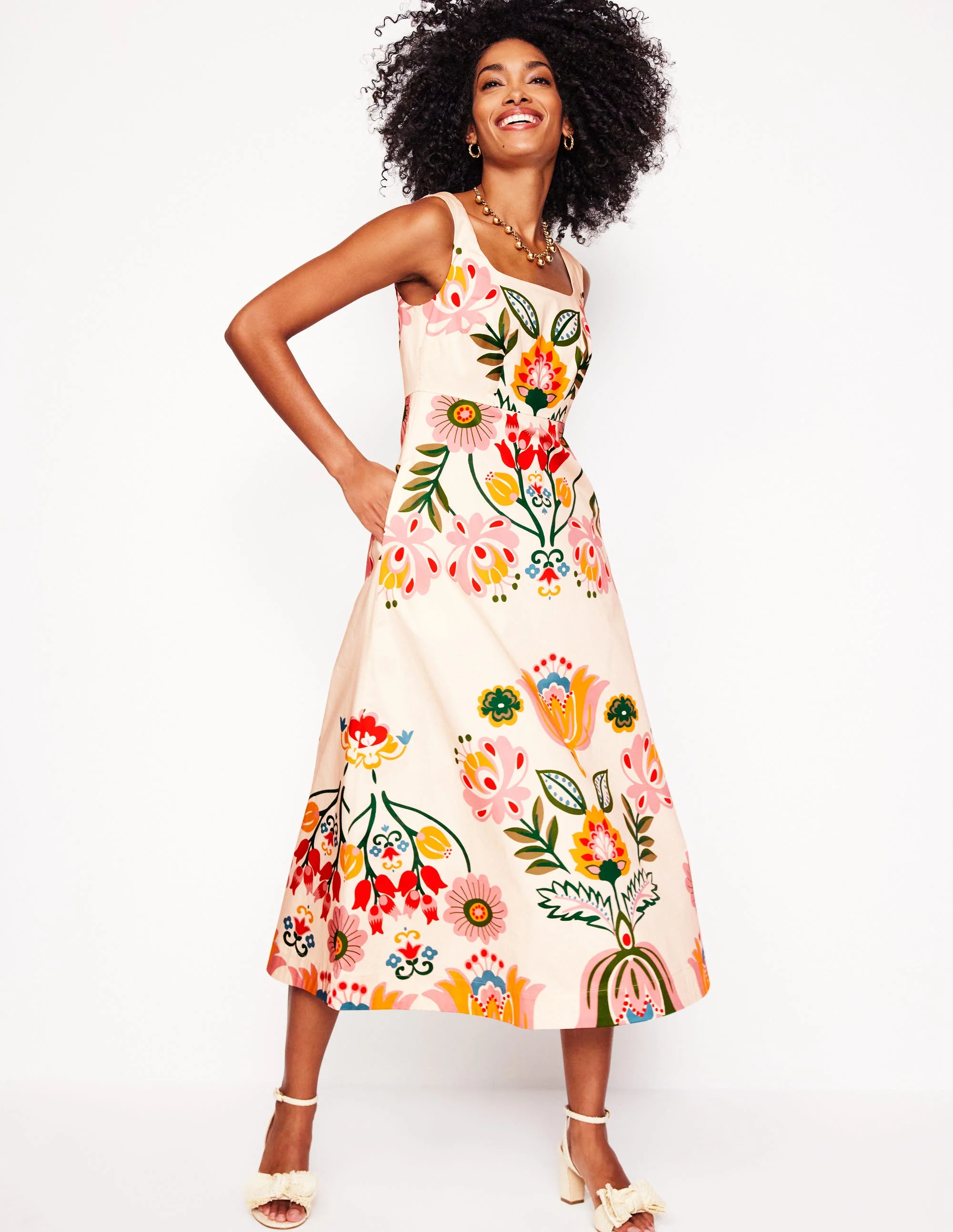 Square Fit & Flare Dress-Ivory, Tulip Fusion - Image 4