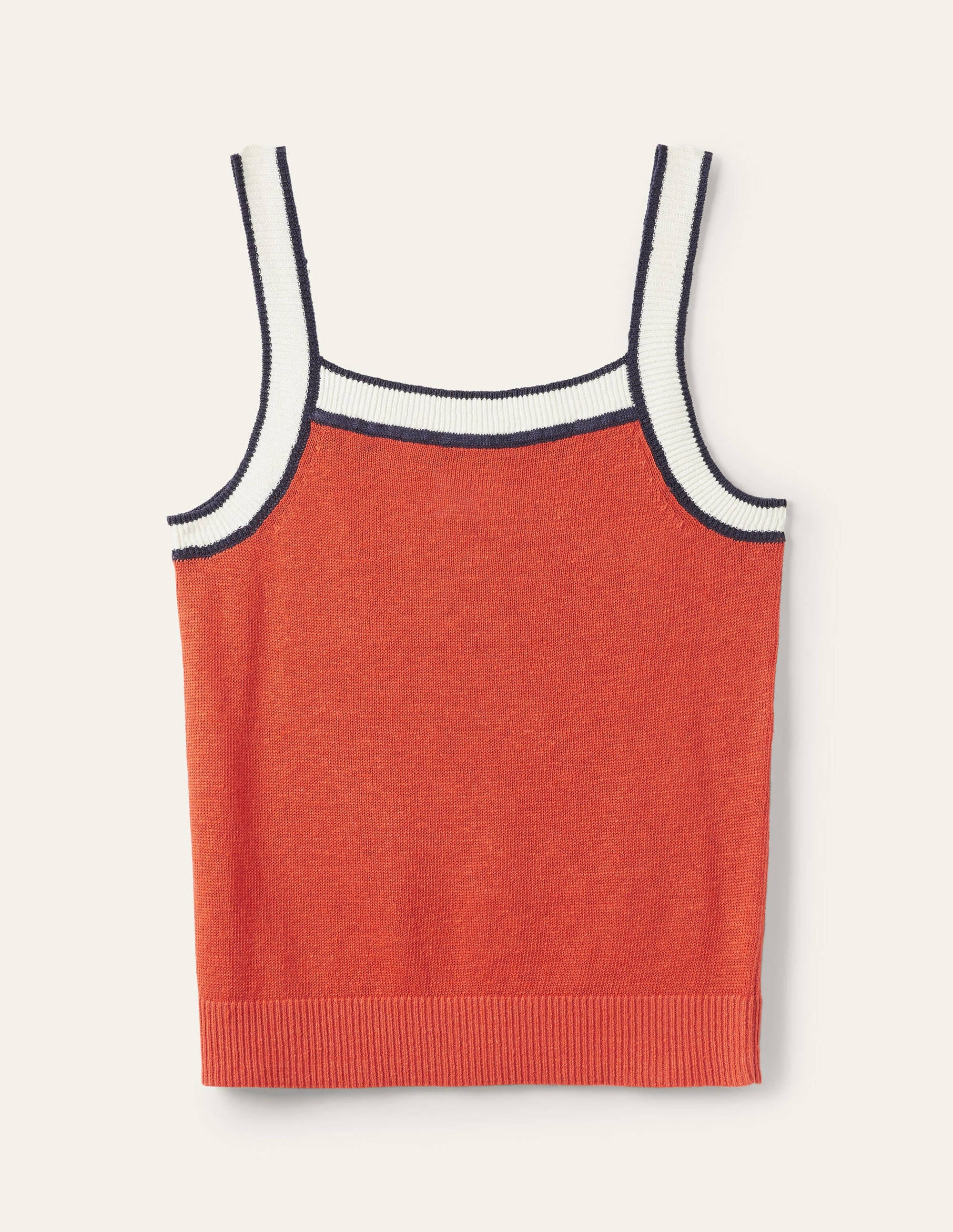 Square Neck Linen Tank-Bright Papaya - Image 5