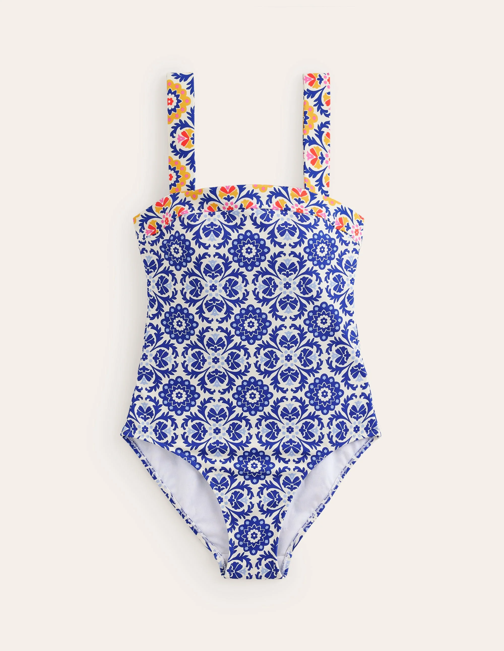 Square Neck Panel Swimsuit-Surf The Web, Mosaic Bloom - Image 5