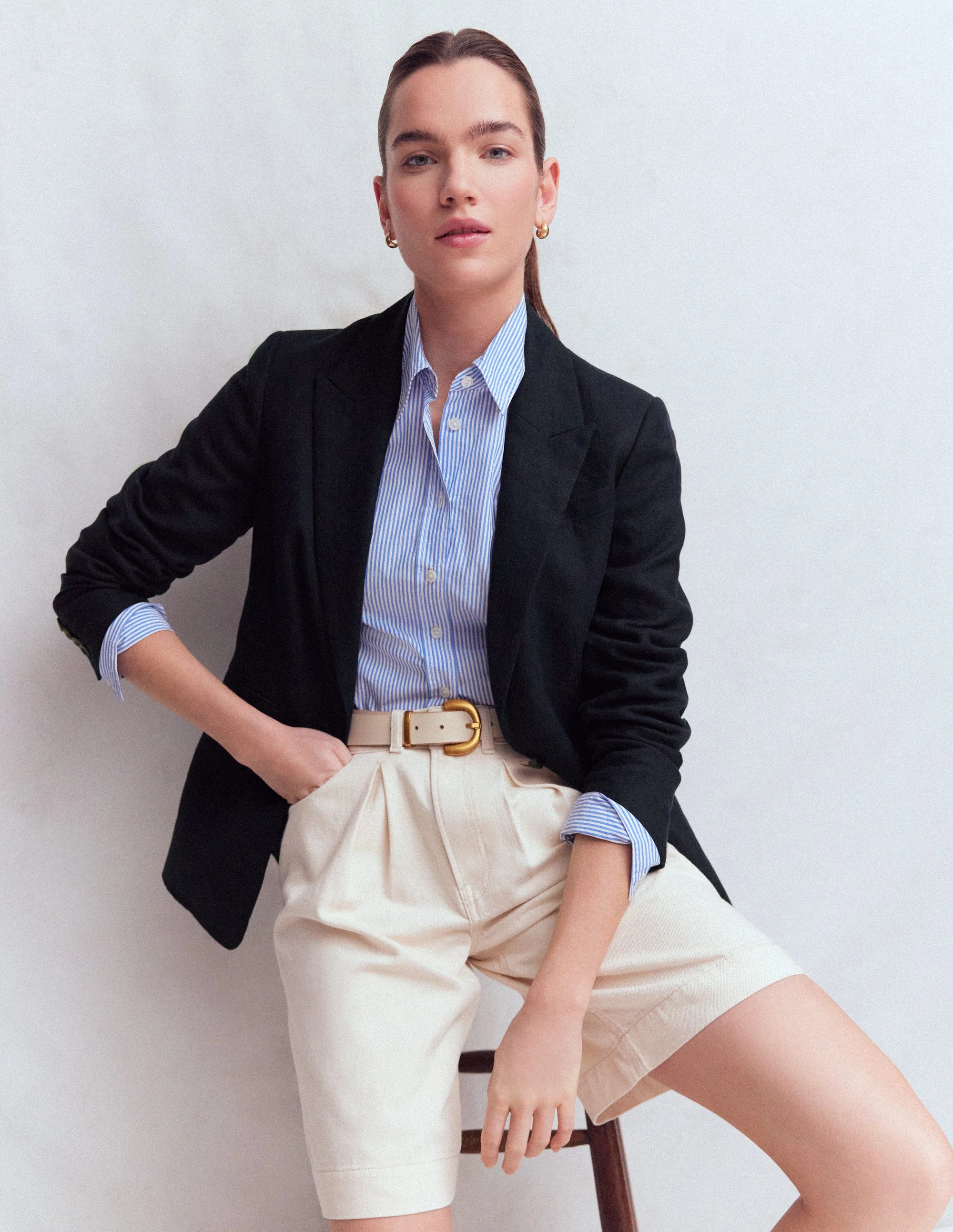 Stamford Linen Blazer-Navy