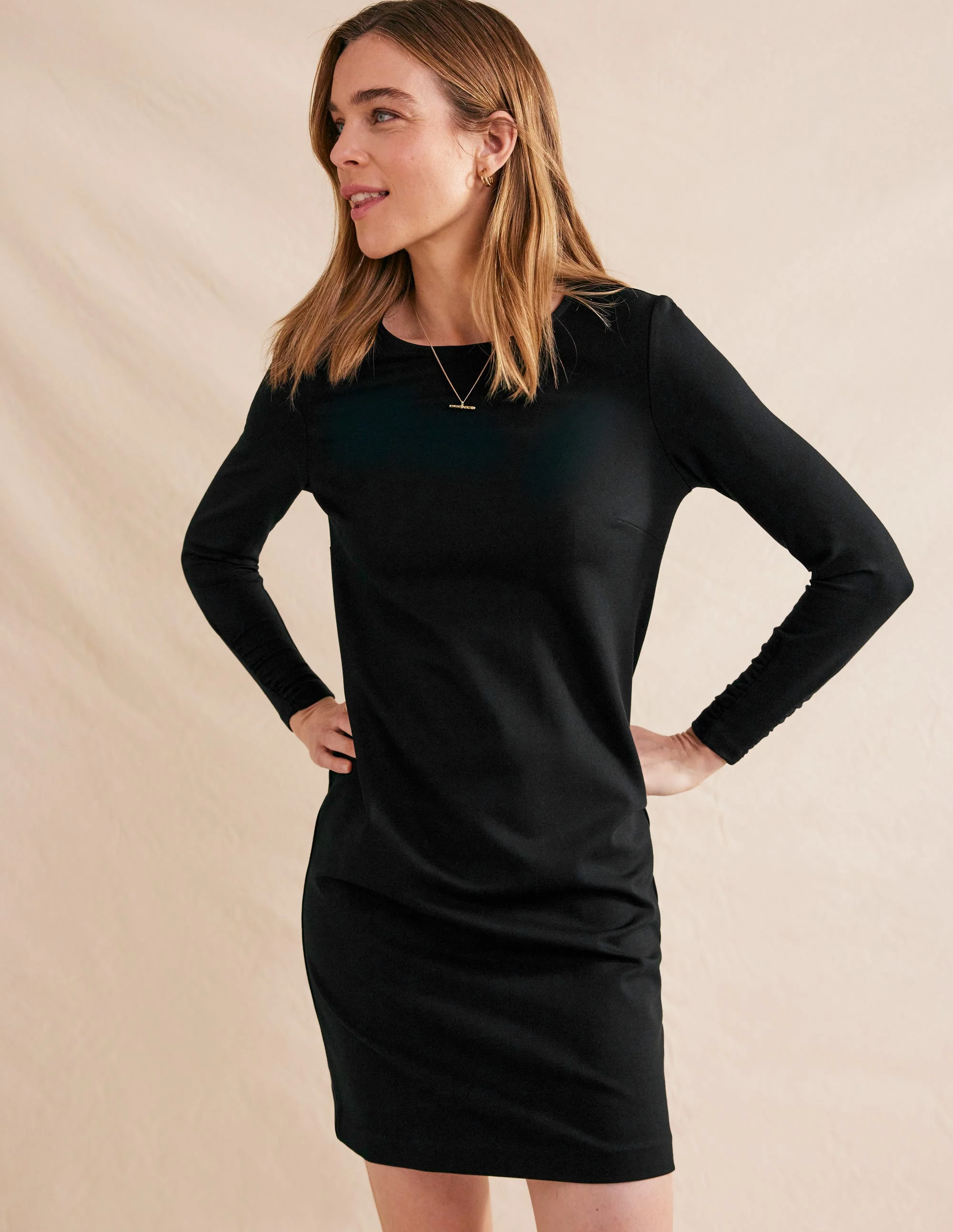 Statement Mini Jersey Dress-Black