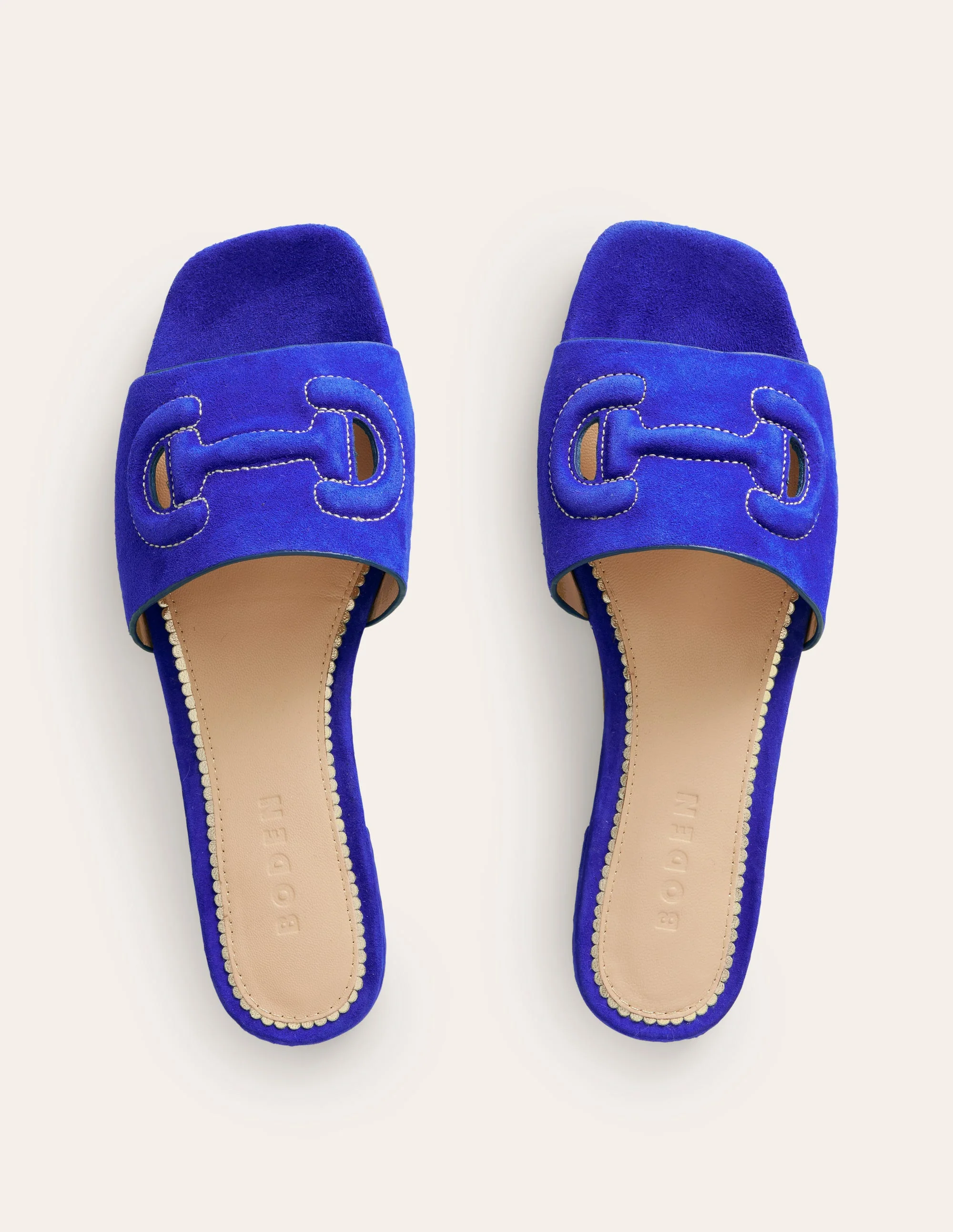 Stitch Cut Out Snaffle Sliders-Bright Blue - Image 5
