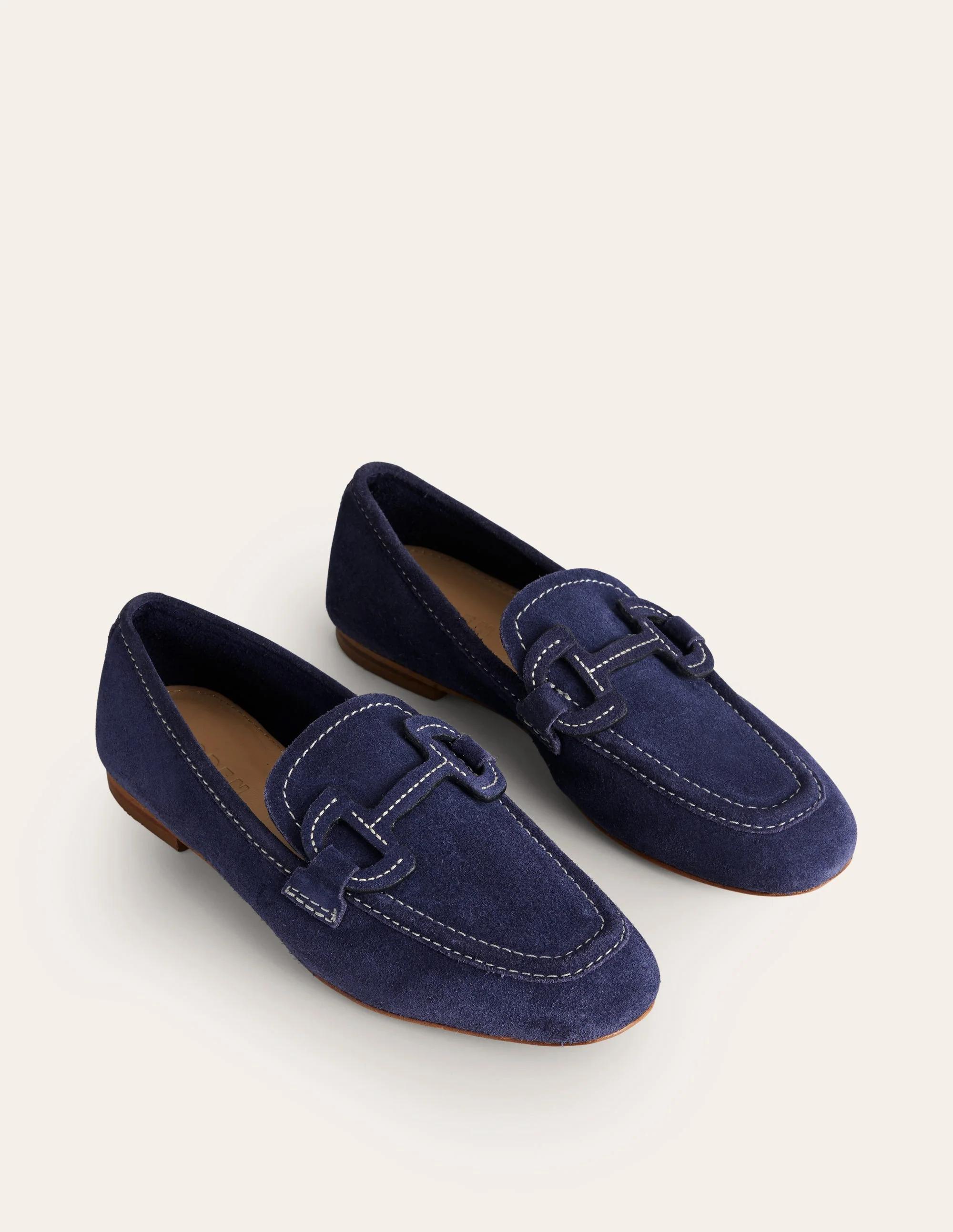 Stitched Snaffle Loafers-Navy Suede - Image 3