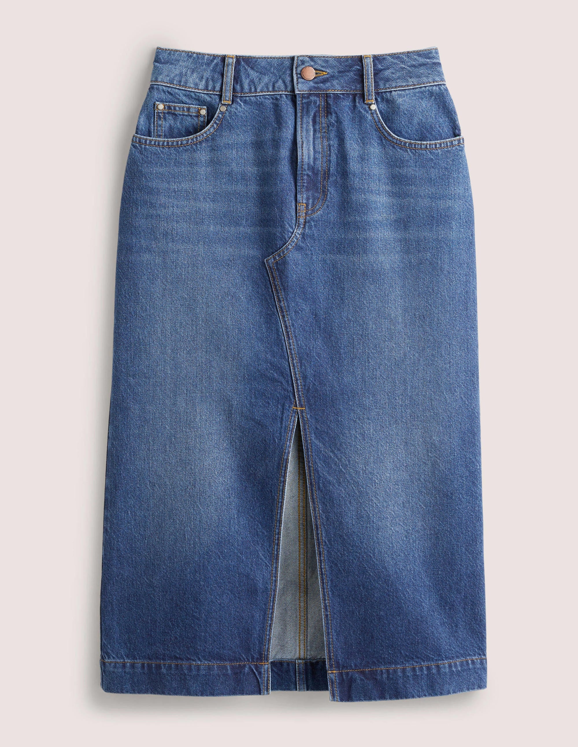Straight Denim Midi Skirt-Light Vintage - Image 6