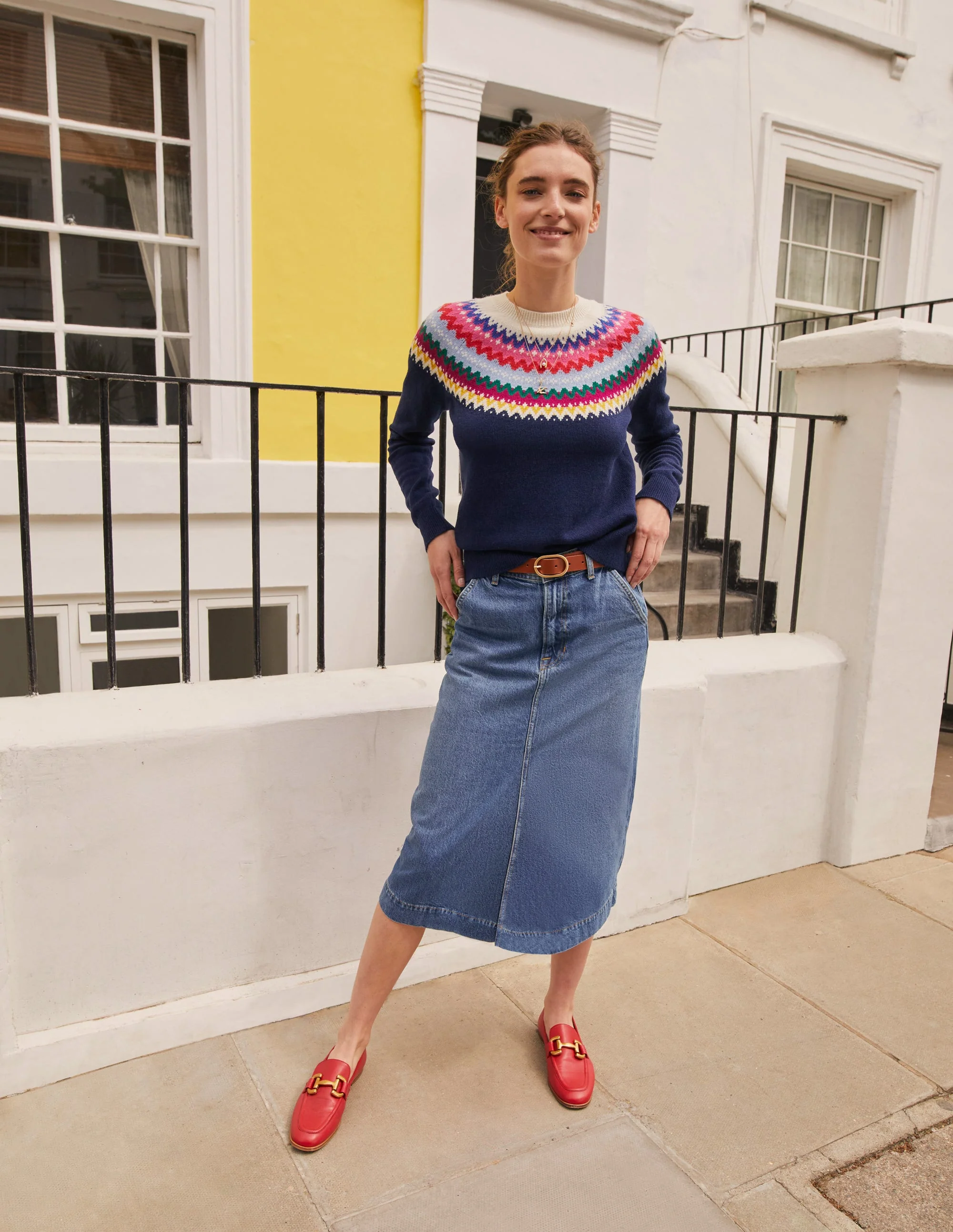 Straight Denim Midi Skirt-Mid Vintage - Image 6