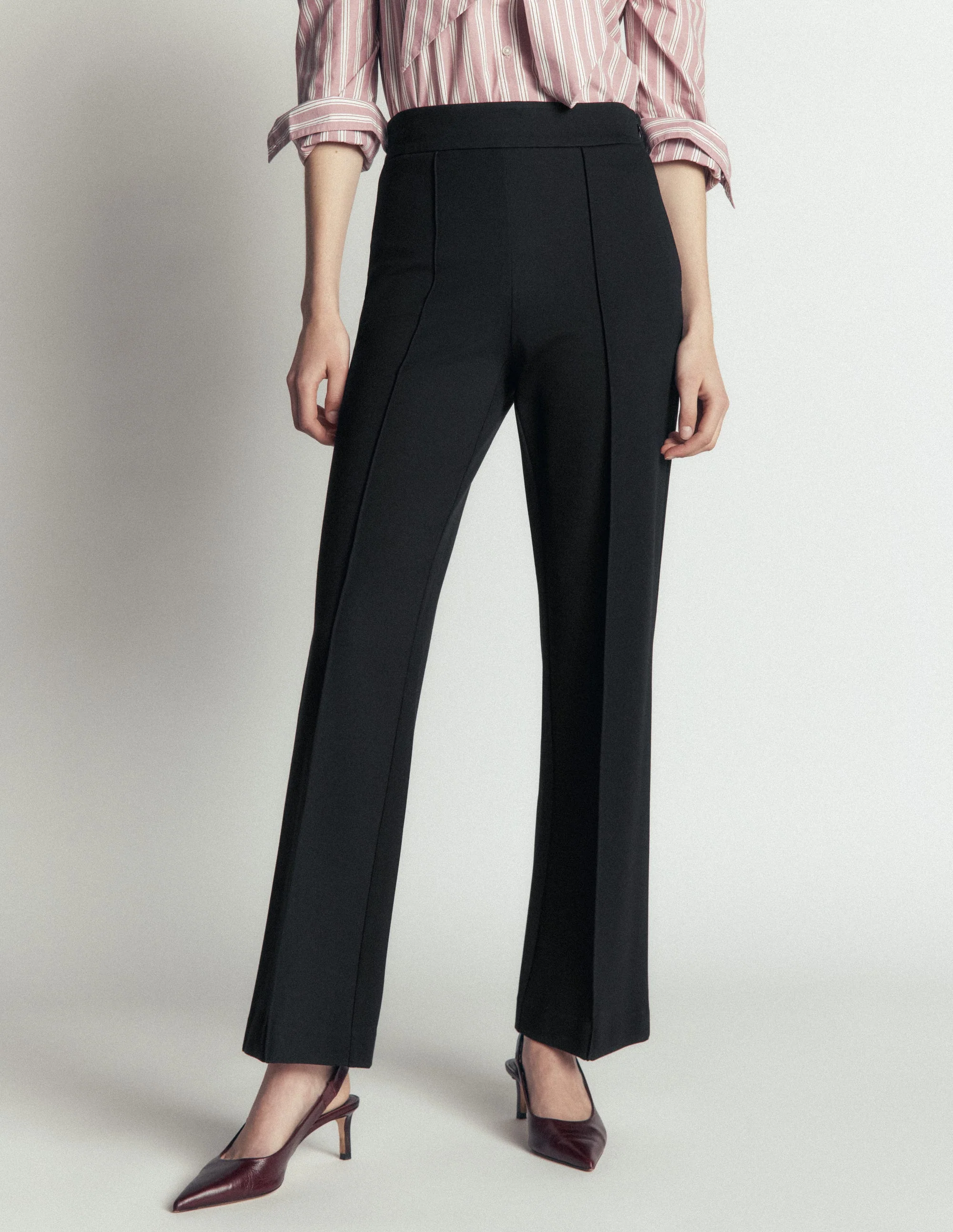 Straight Leg Ponte Pants-Black - Image 4