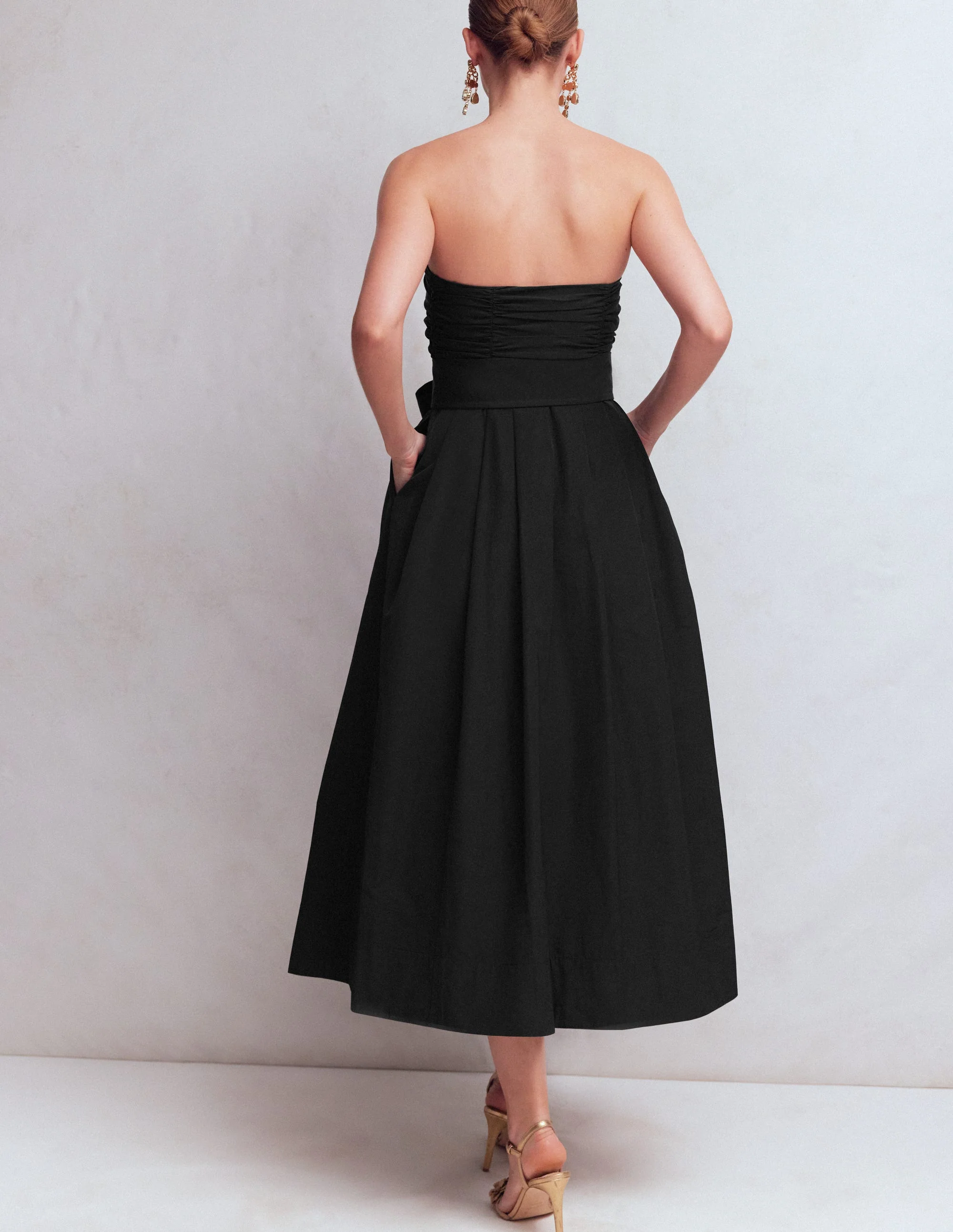 Strapless Taffeta Dress-Black - Image 3