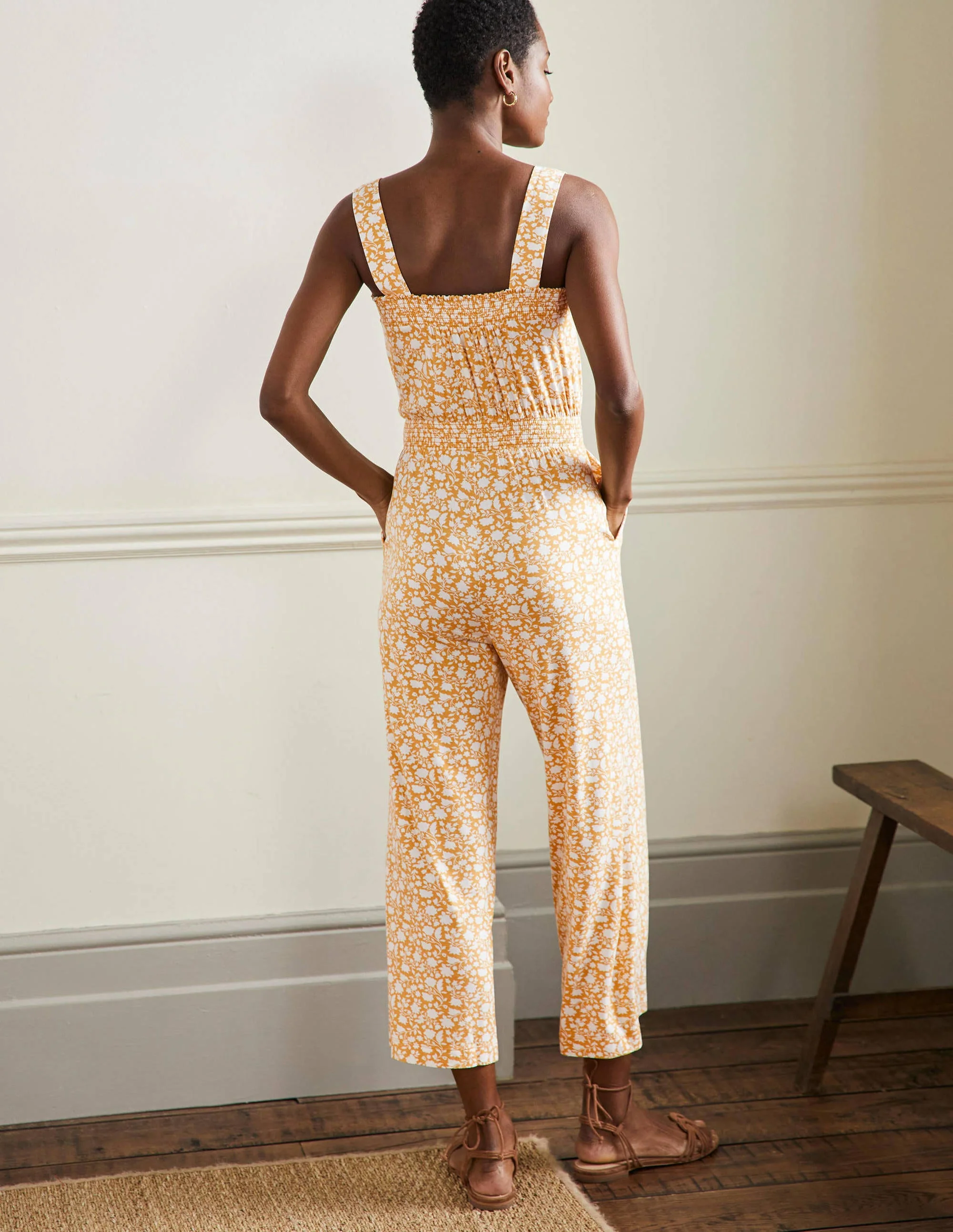 Strappy Jersey Jumpsuit-Butter, Botanic Silhouette - Image 3