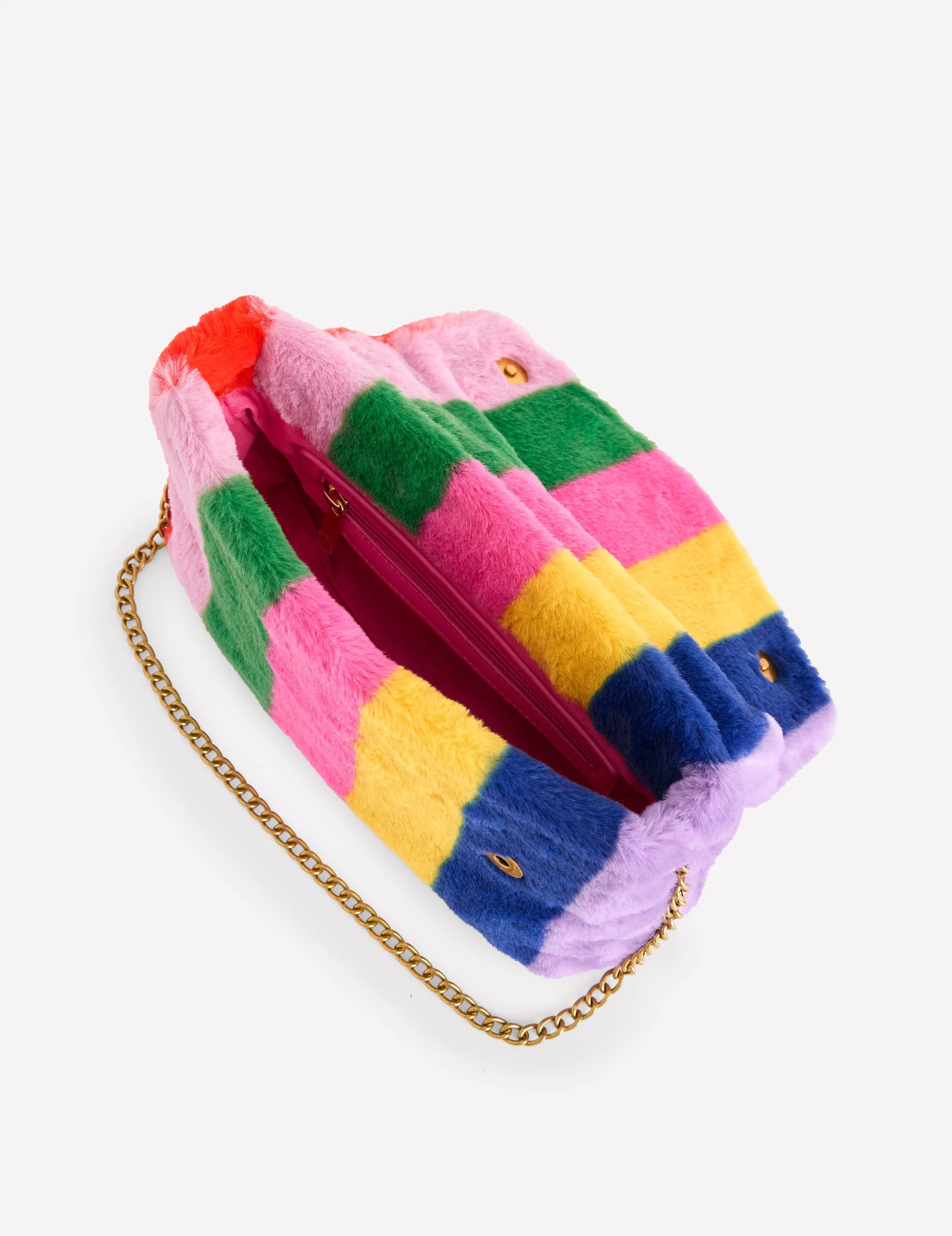 Stripe Faux Fur Bag-Multi - Image 4