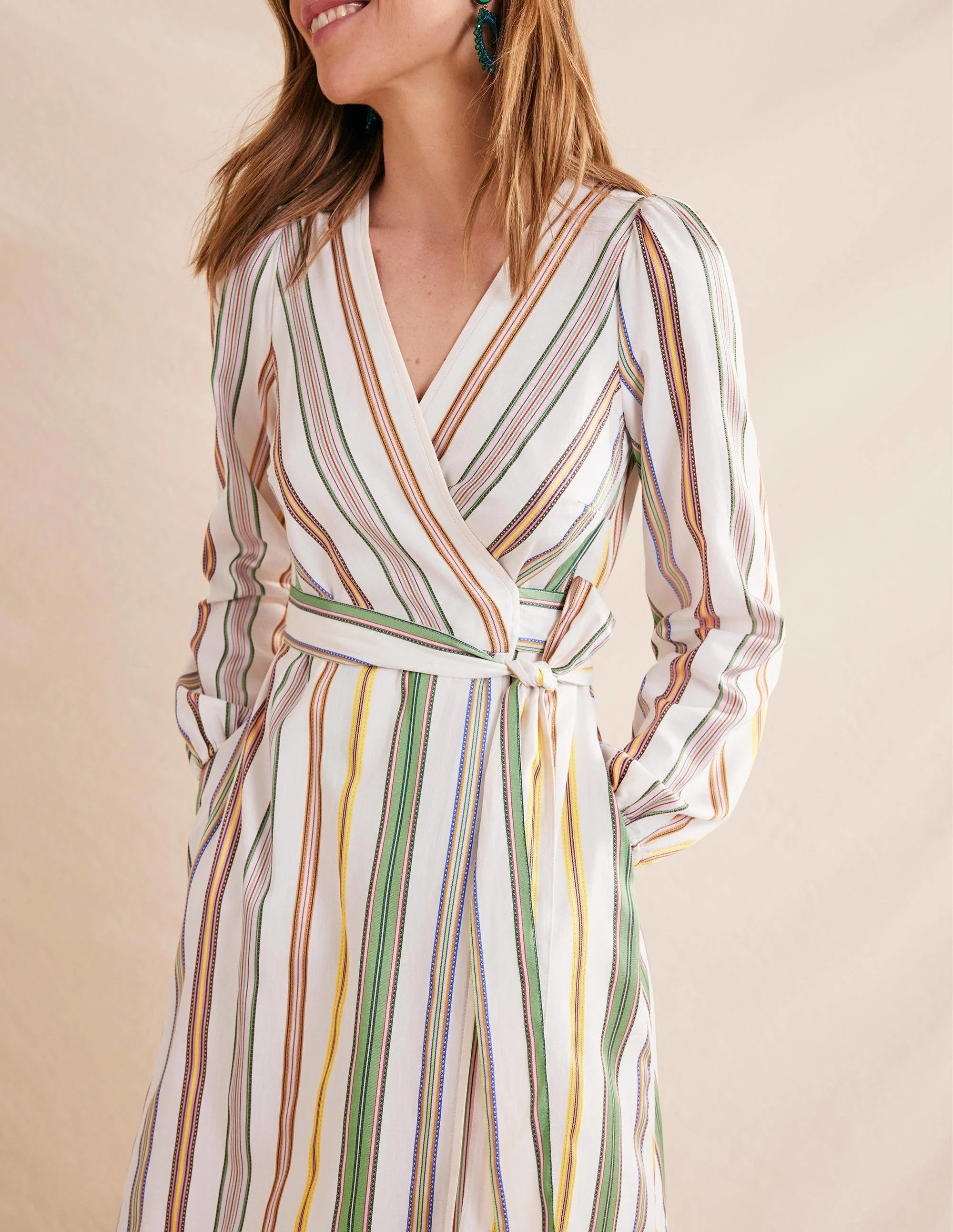 Stripe Maxi Wrap Dress-Multi, Stripe - Image 2