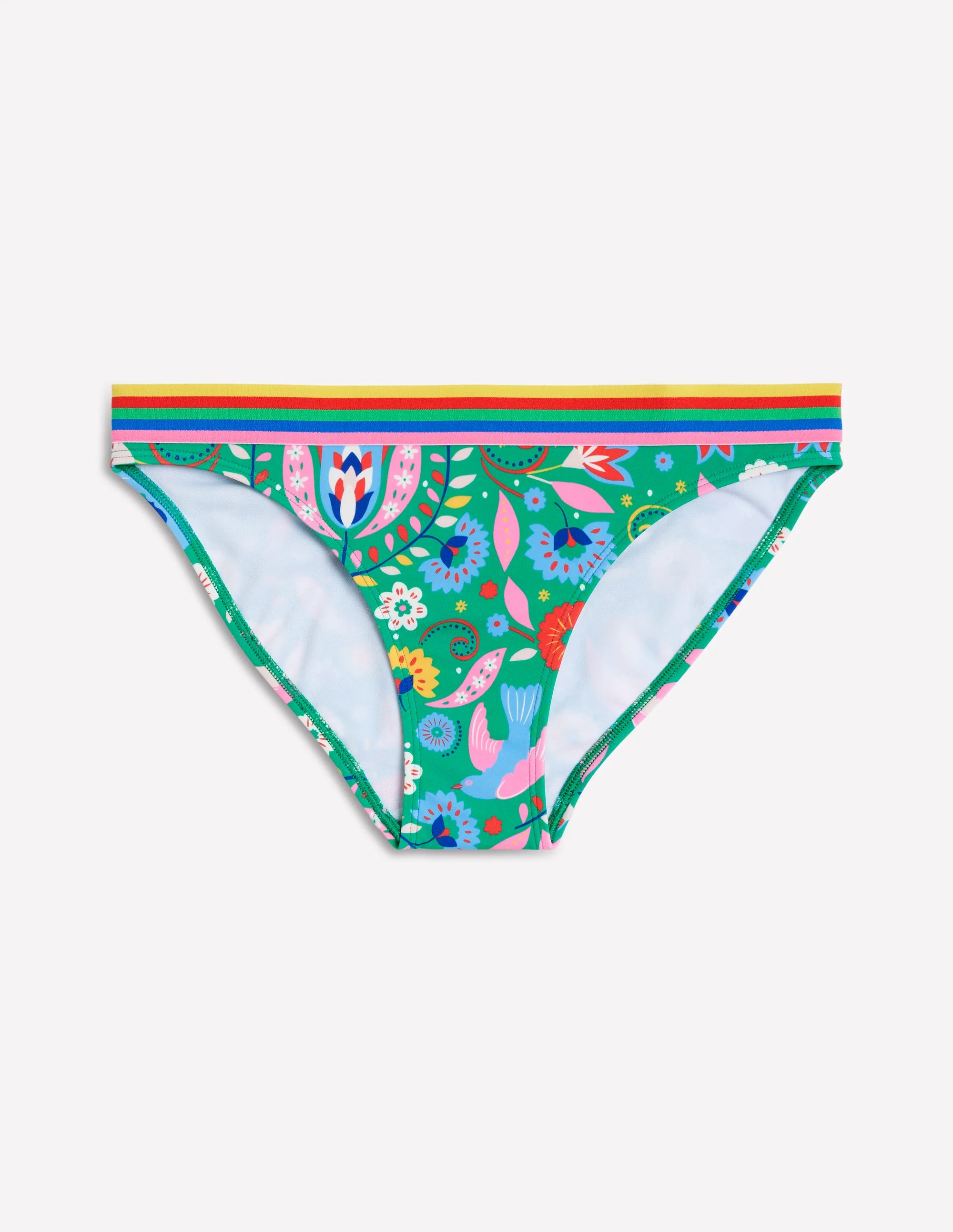 Stripe Trim Bikini Bottoms-Green, Decorative Garden - Image 5