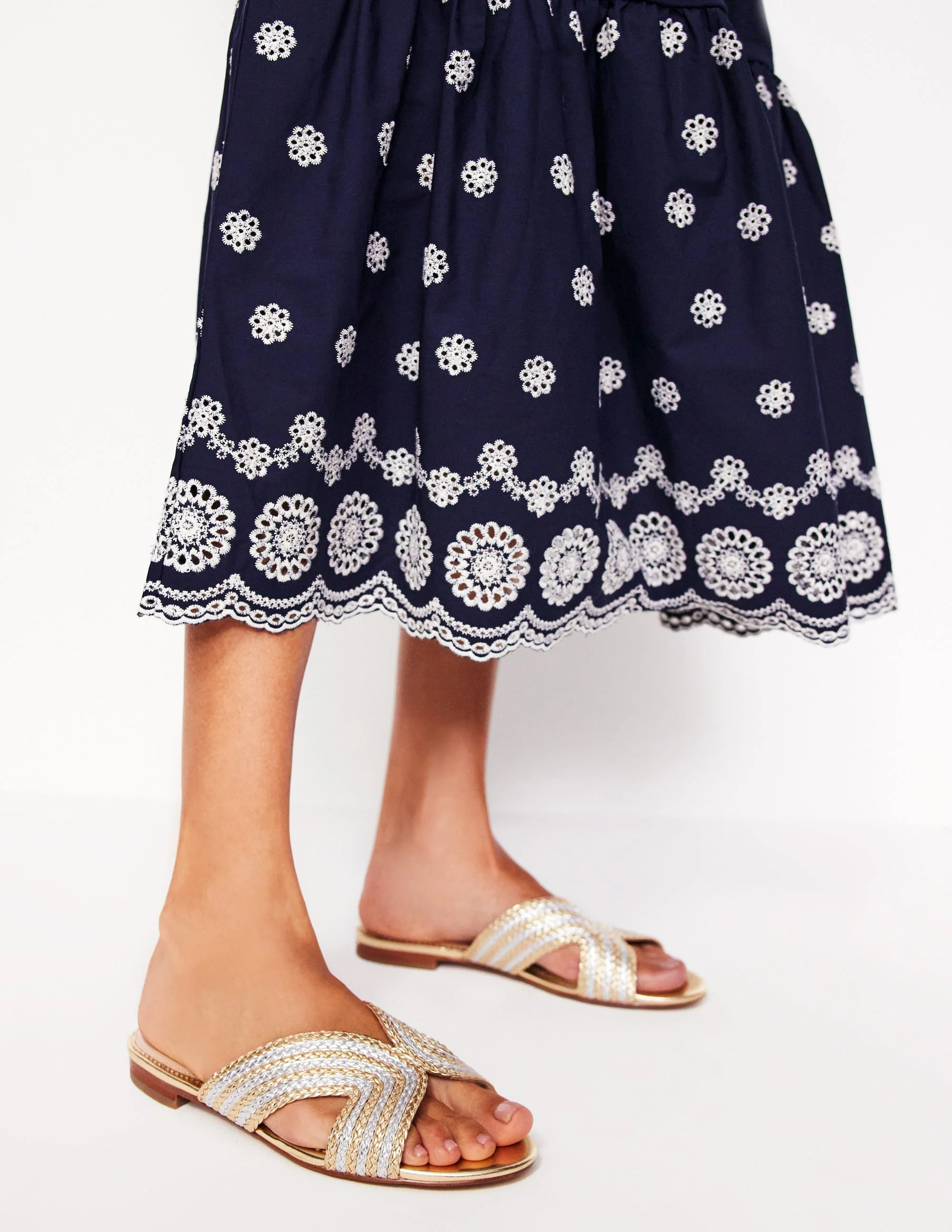 Striped Flat Sandals-Gold/Silver - Image 2