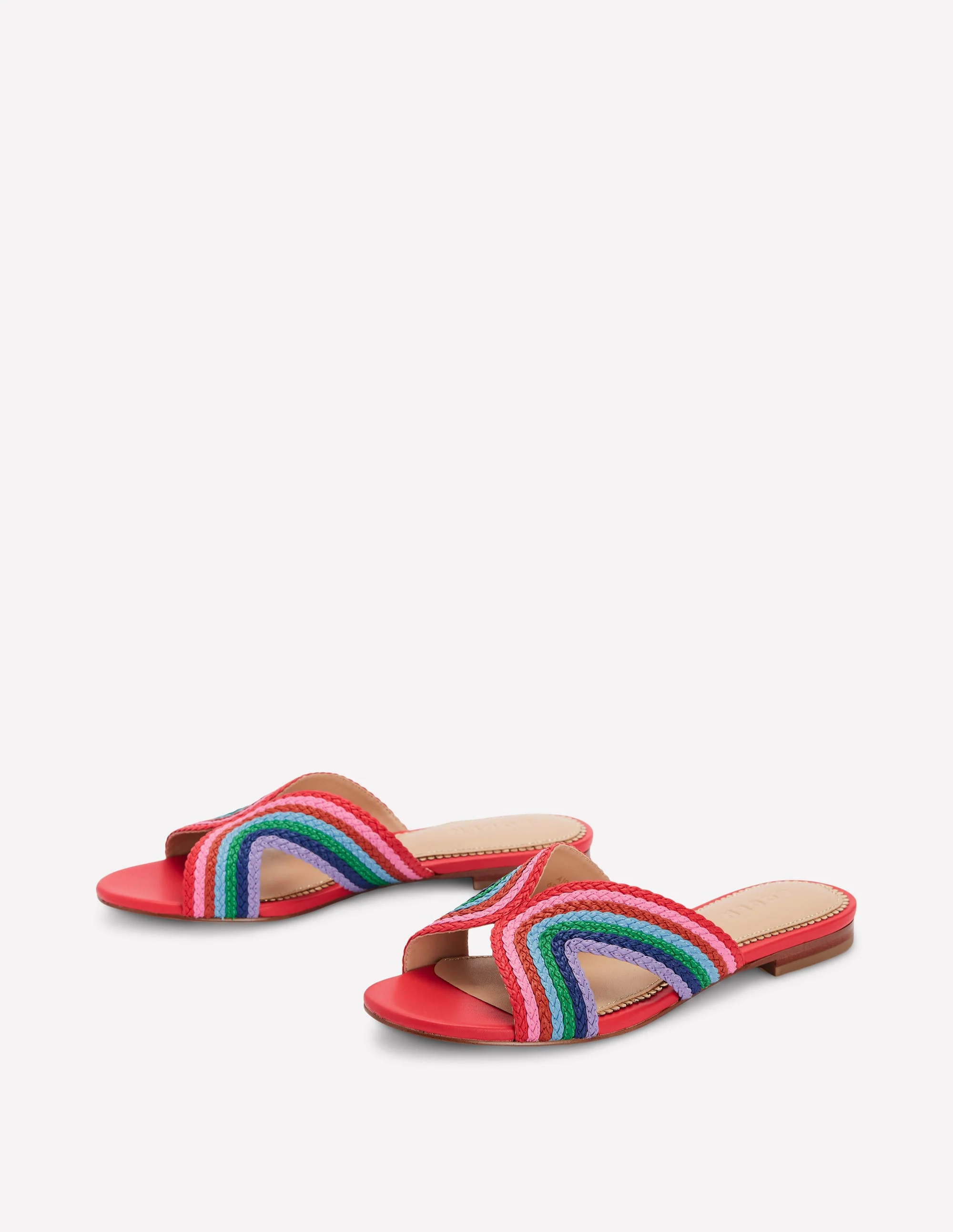 Striped Flat Sandals-Red, Multi - Image 3