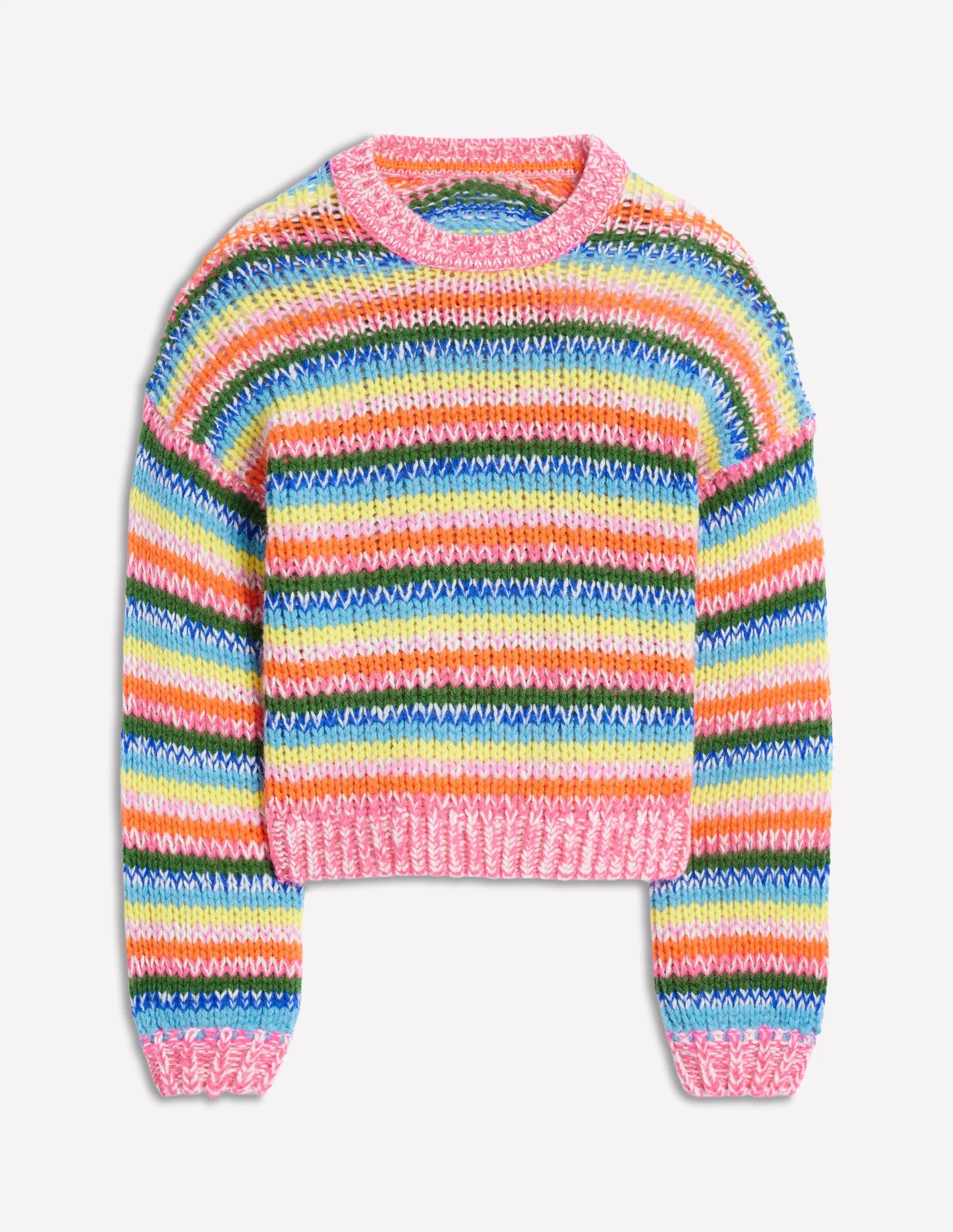 Striped Fluffy Chunky Sweater-Chunky Rainbow Stripe - Image 5