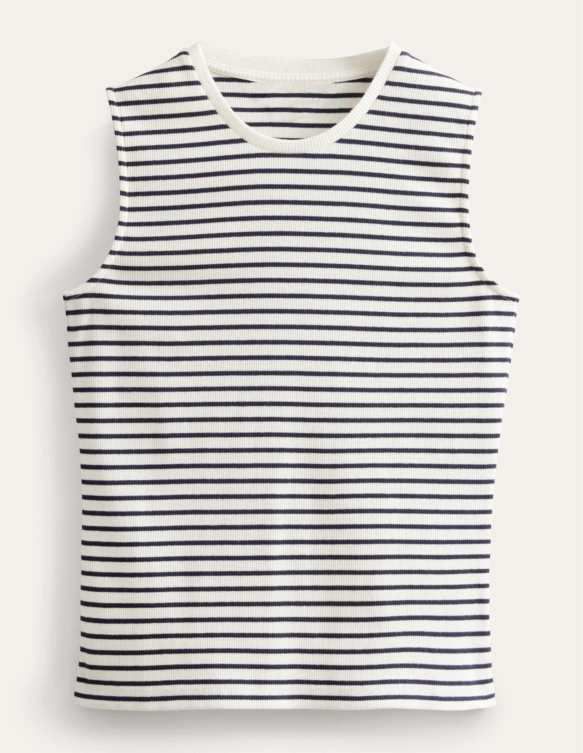 Striped Ribbed Tank Top-Ivory/Navy Stripe - Image 6