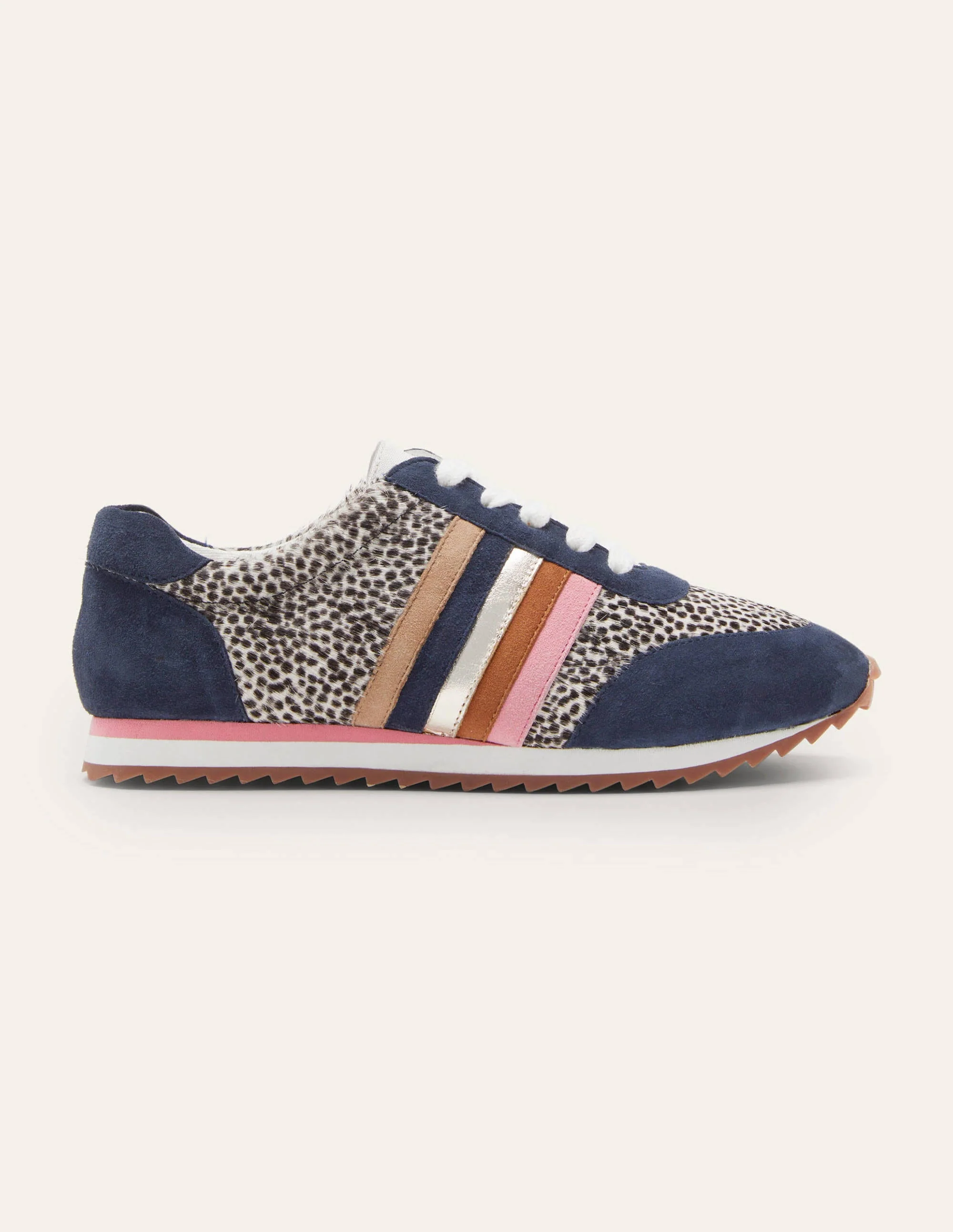 Striped Sneakers-Navy/Dalmatian Pony