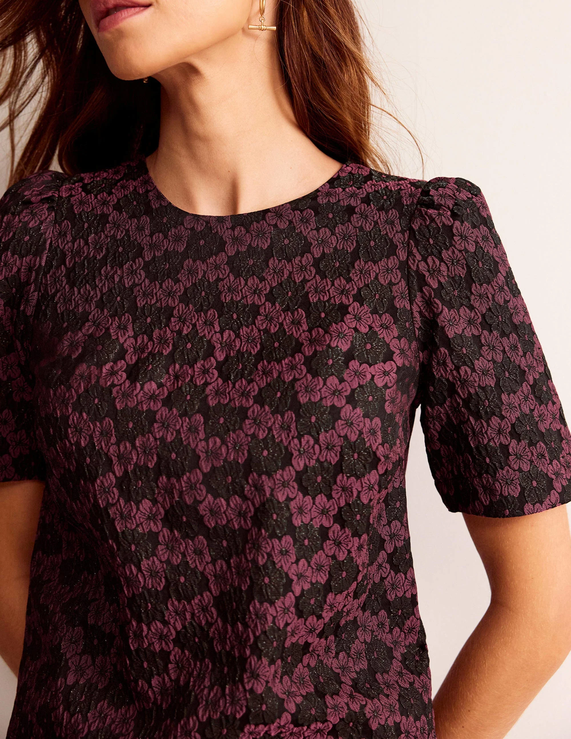 Structured Jacquard Dress-Jacquard Floral - Image 2