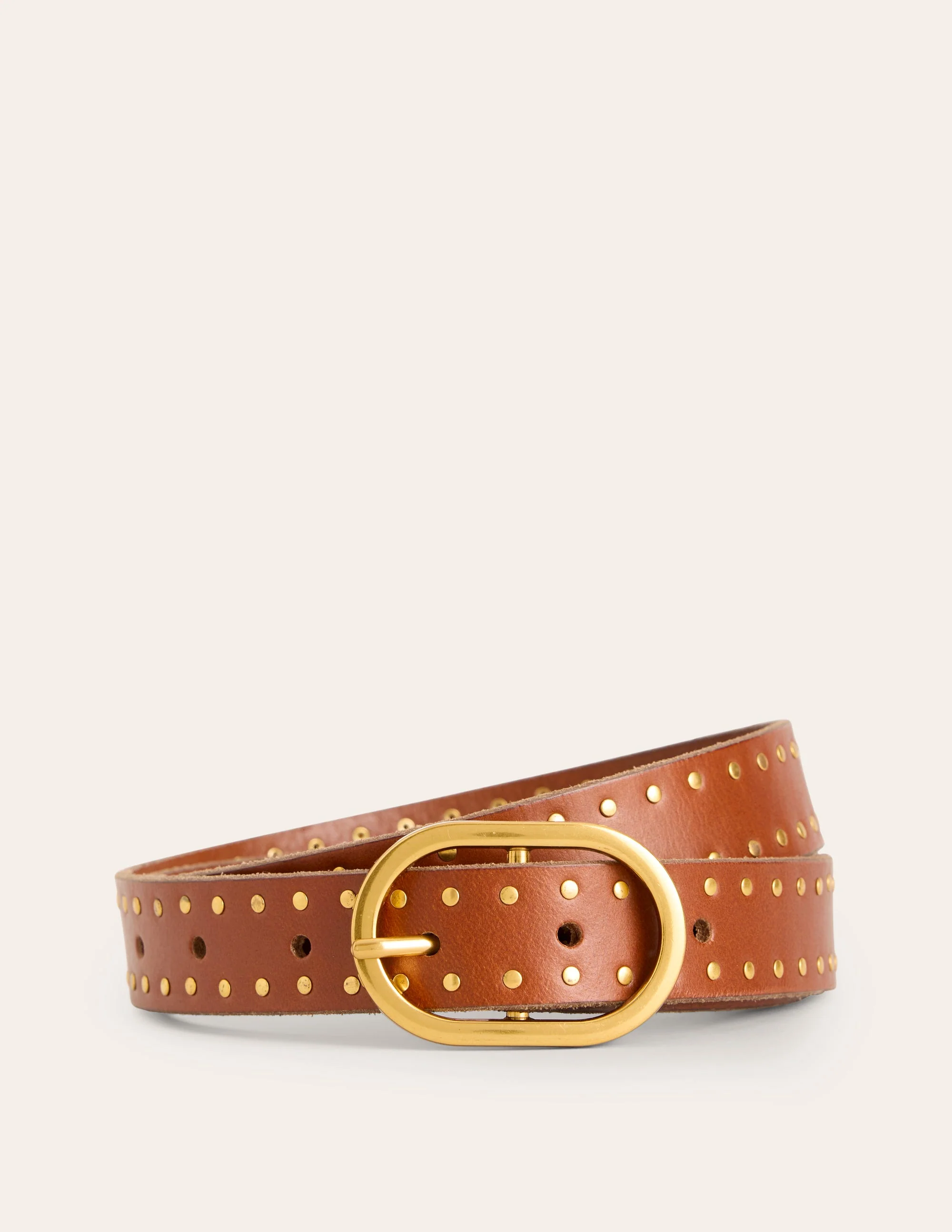 Studded Classic Belt-Tan - Image 2