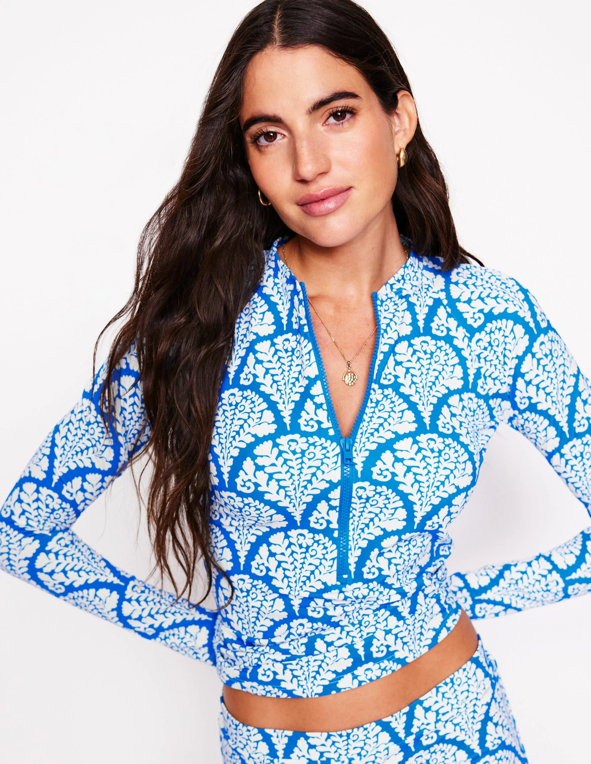 Sun Safe Raglan Guard Top-Bright Blue, Blossomy