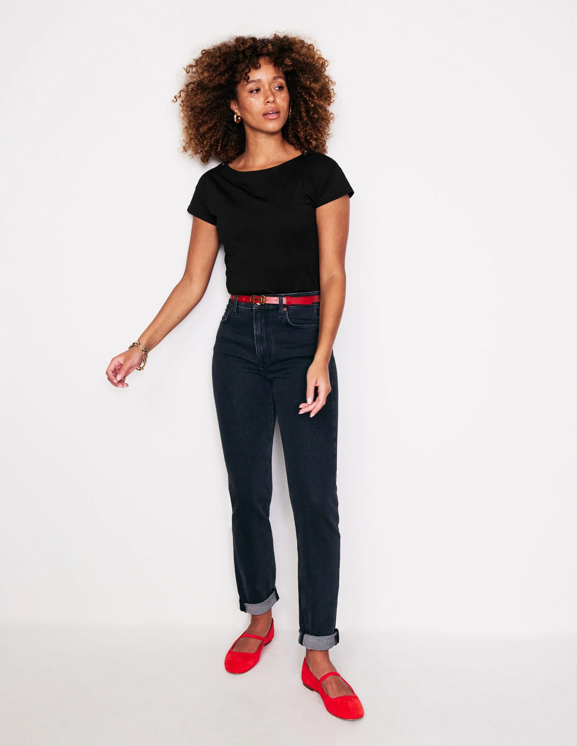 Supersoft Boat Neck T-Shirt-Black - Image 4