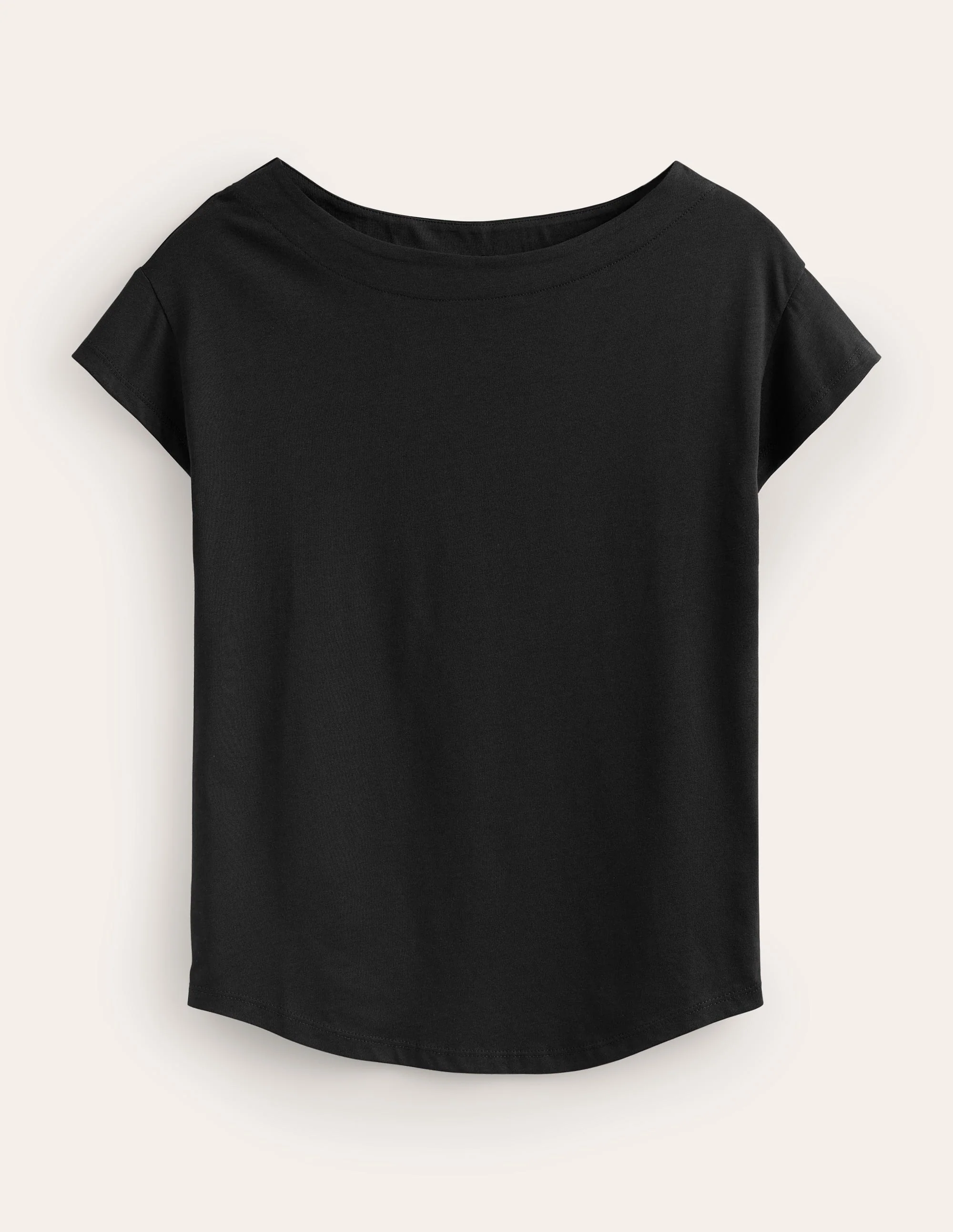 Supersoft Boat Neck T-Shirt-Black - Image 5