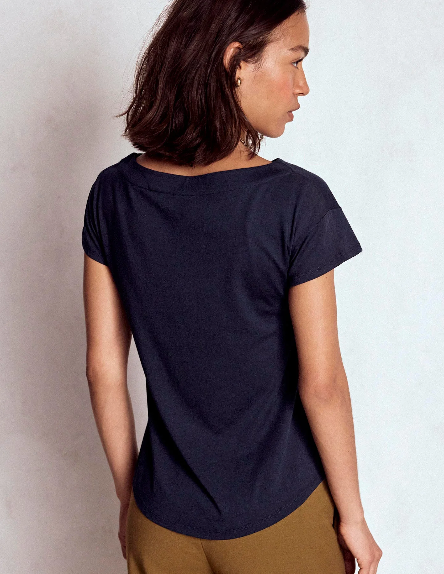 Supersoft Boat Neck T-Shirt-Navy - Image 3