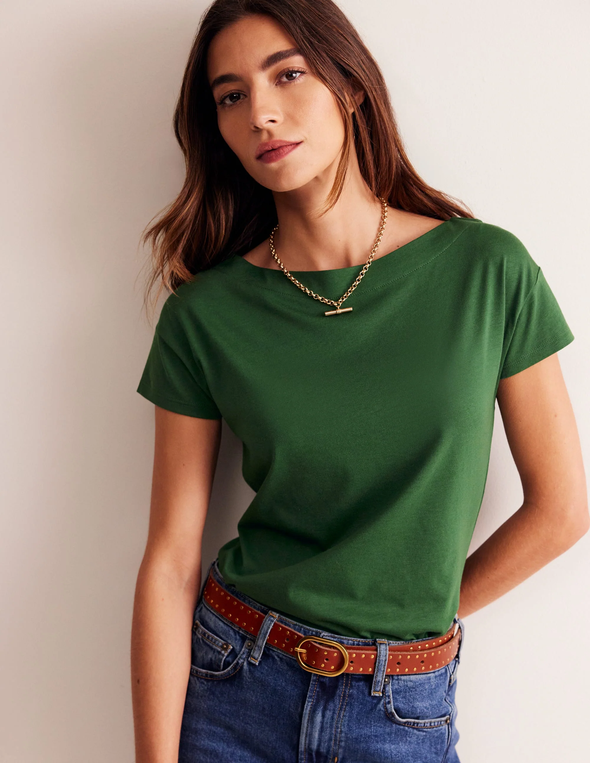 Supersoft Boat Neck T-Shirt-Pine - Image 2