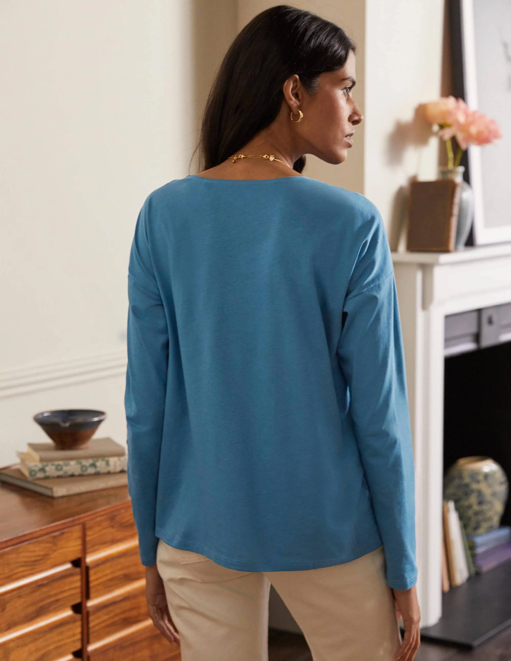 Supersoft Dropped Shoulder Top-Azure - Image 2