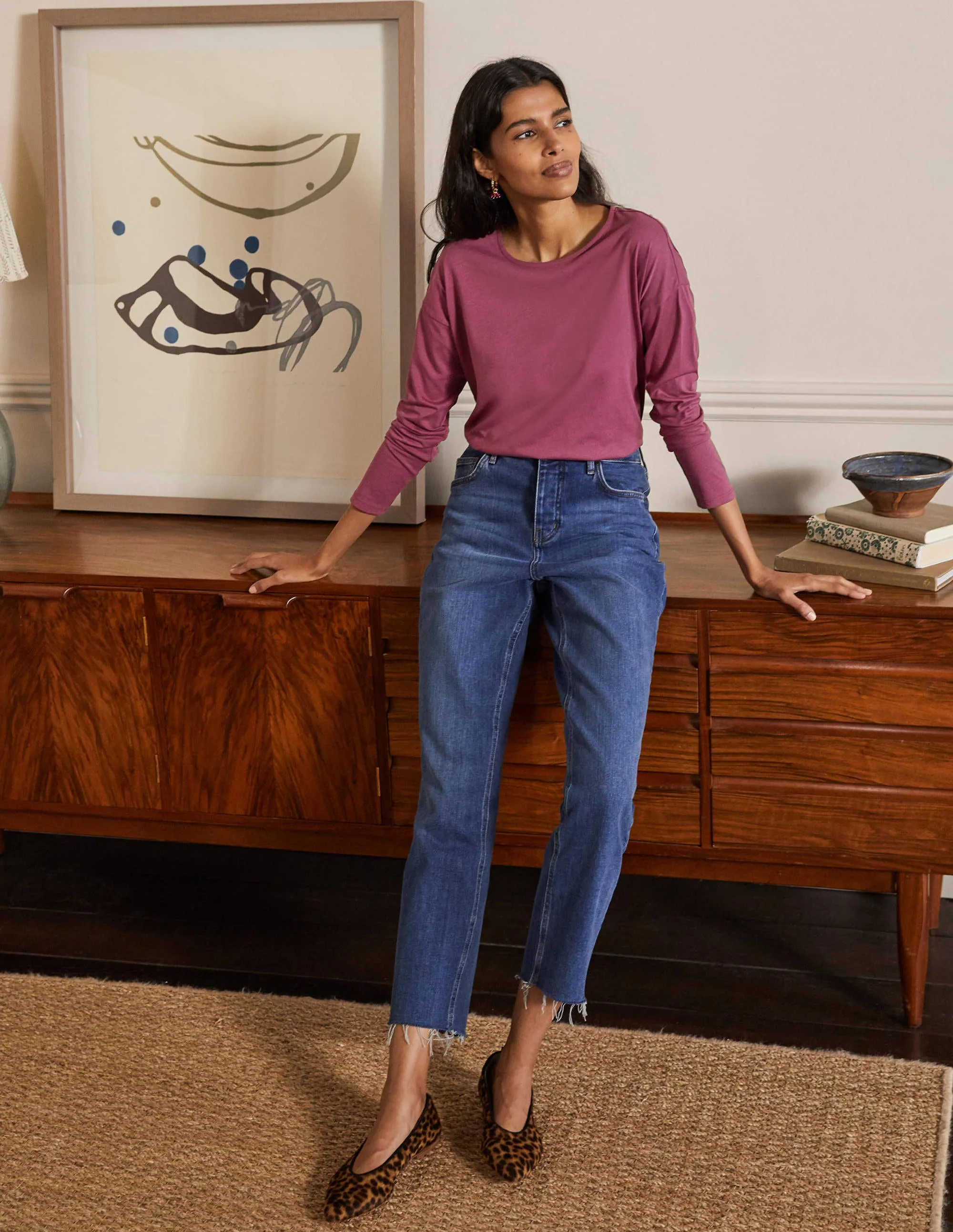Supersoft Dropped Shoulder Top-Figgy Pudding