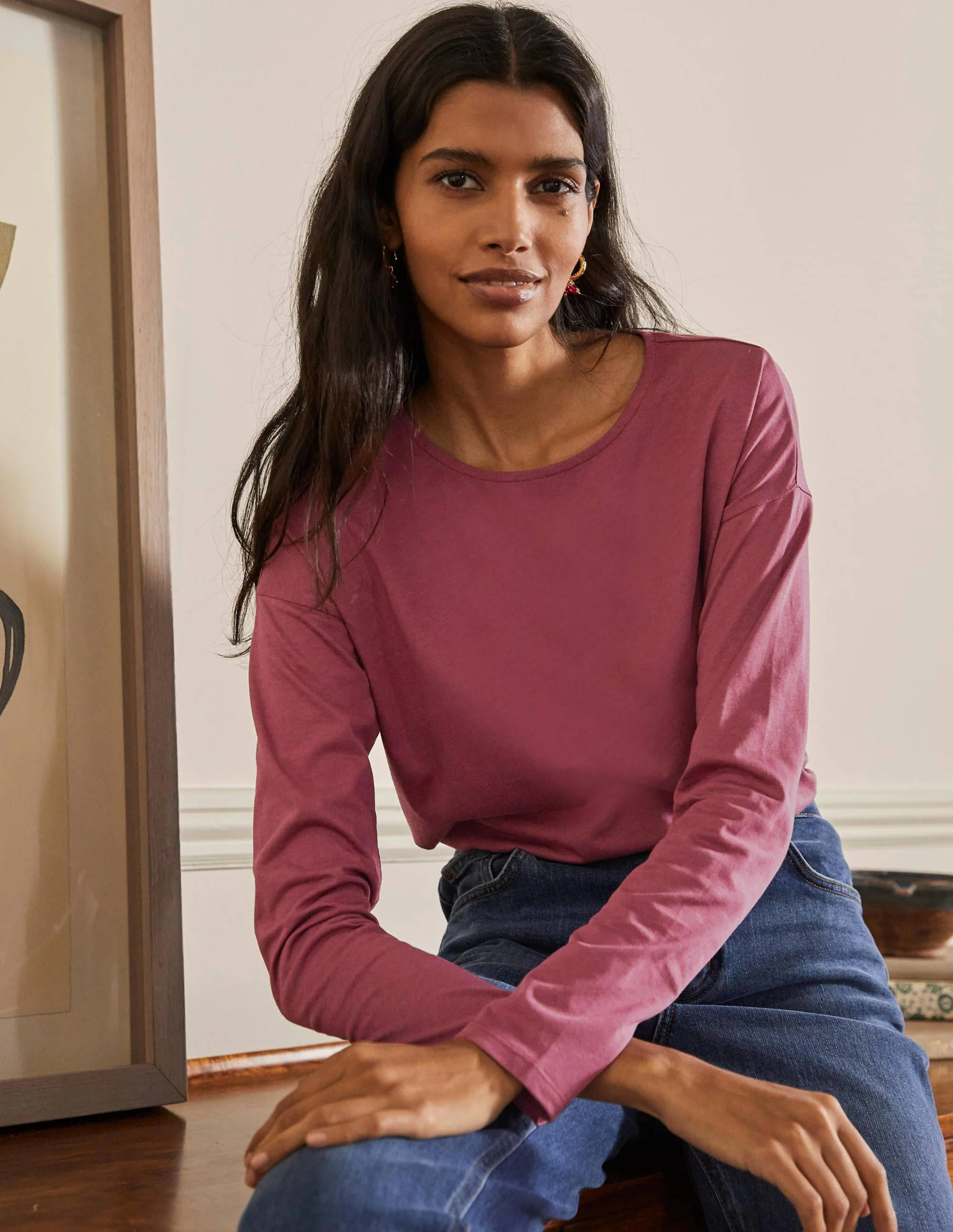 Supersoft Dropped Shoulder Top-Figgy Pudding - Image 4